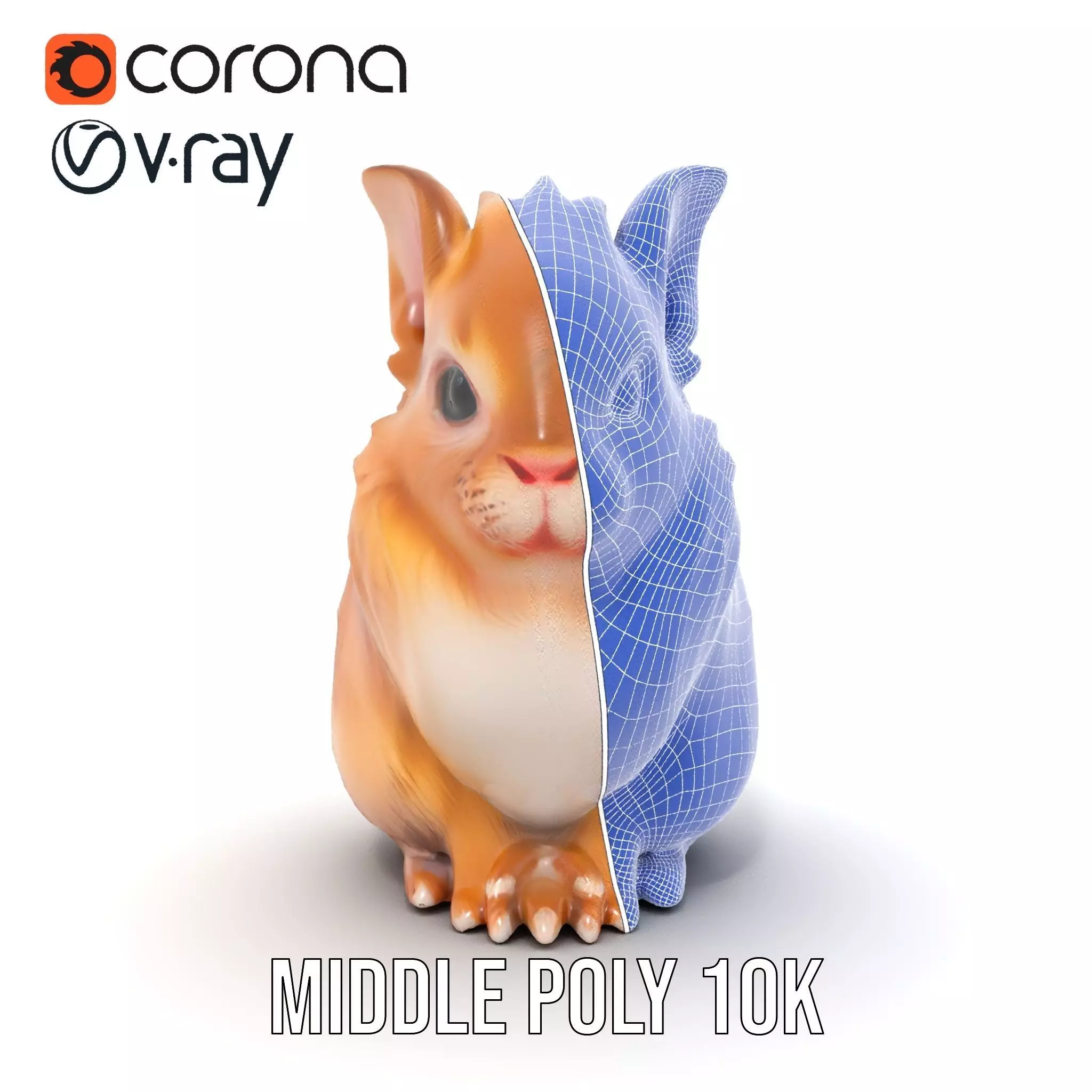 Fluffy Peach Rabbit model pack Low-poly 3D model_27