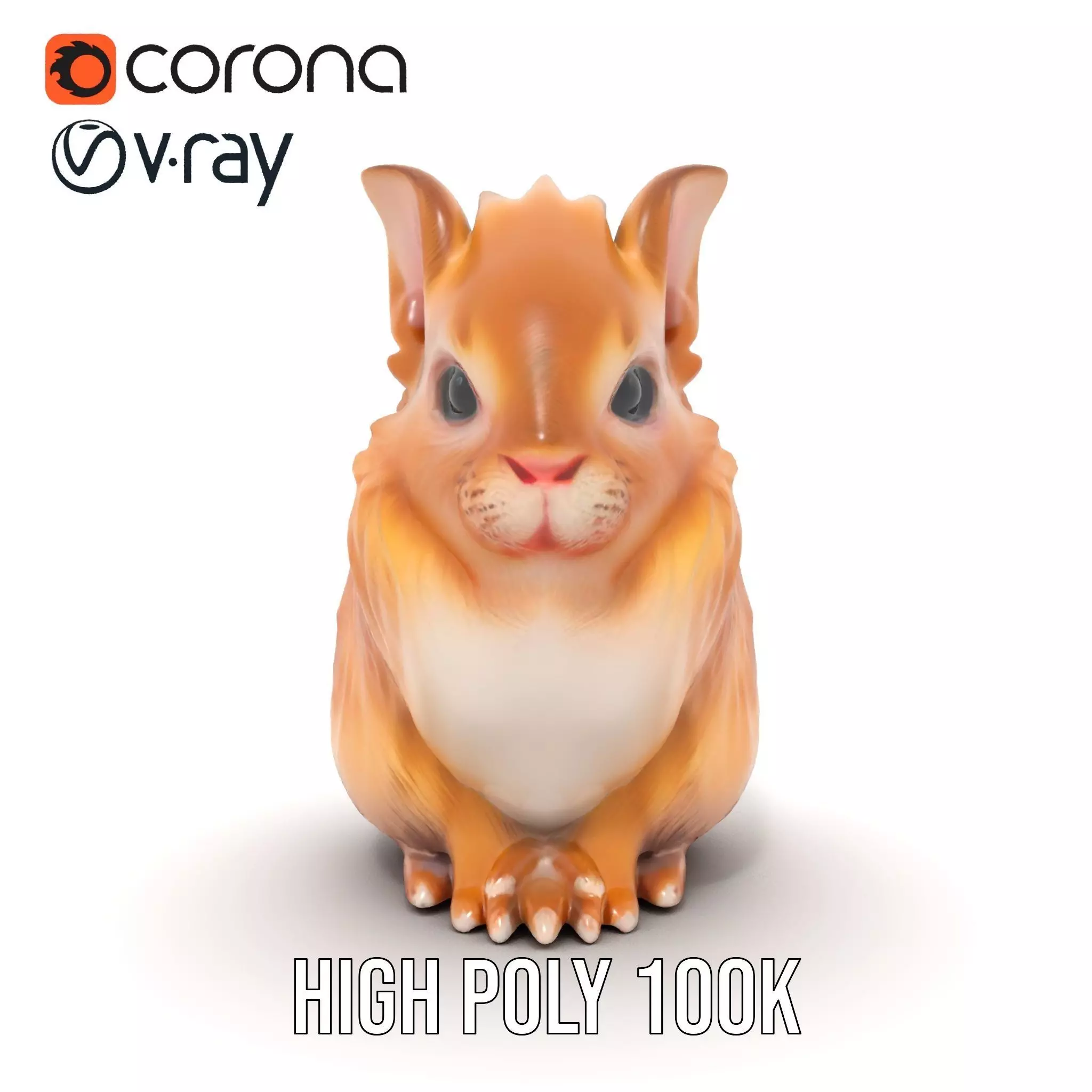 Fluffy Peach Rabbit model pack Low-poly 3D model_29