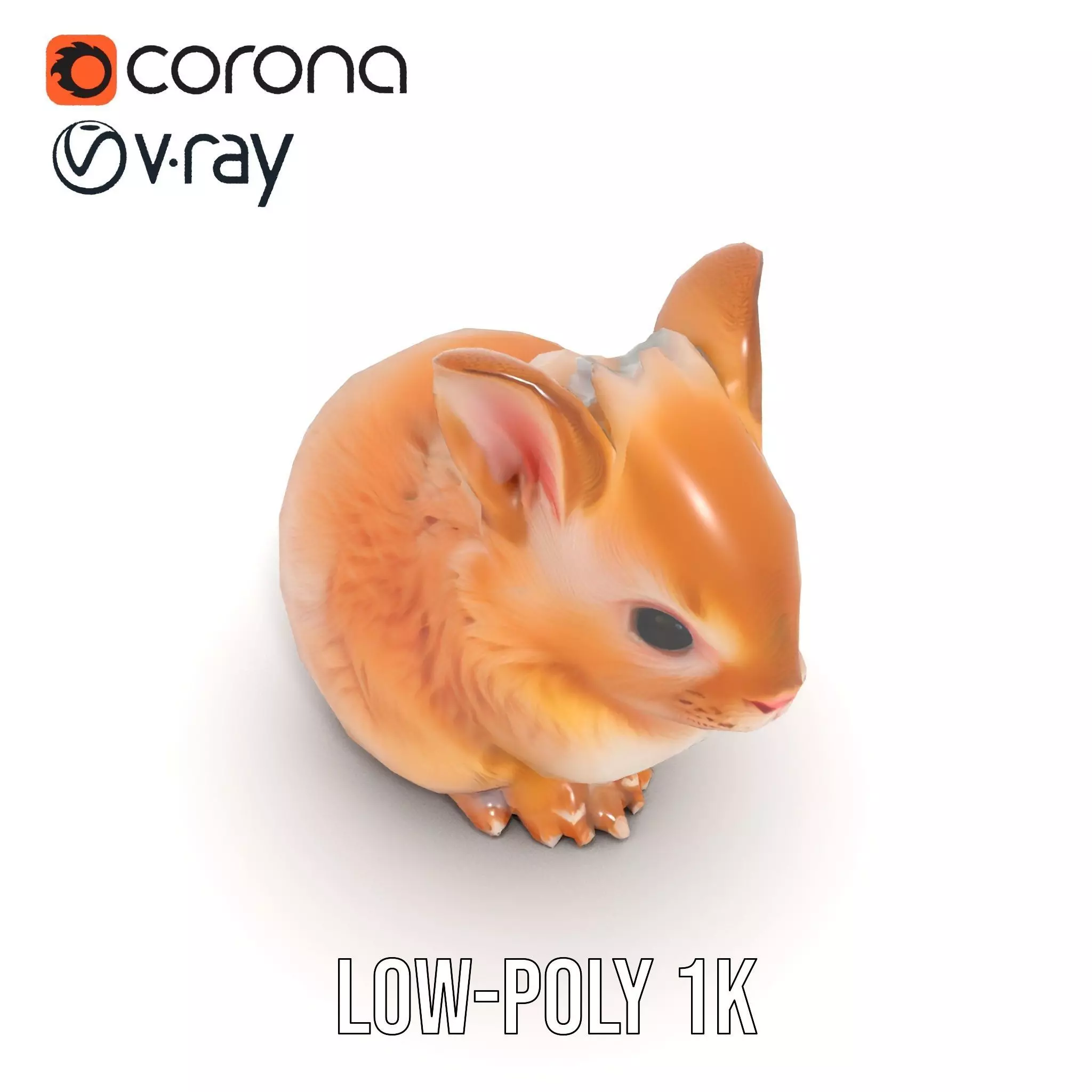 Fluffy Peach Rabbit model pack Low-poly 3D model_18