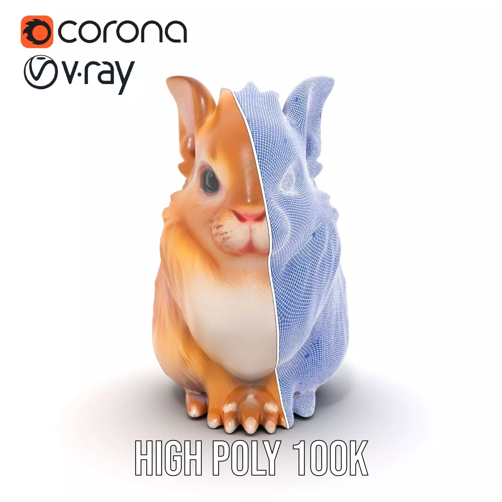 Fluffy Peach Rabbit model pack Low-poly 3D model_35