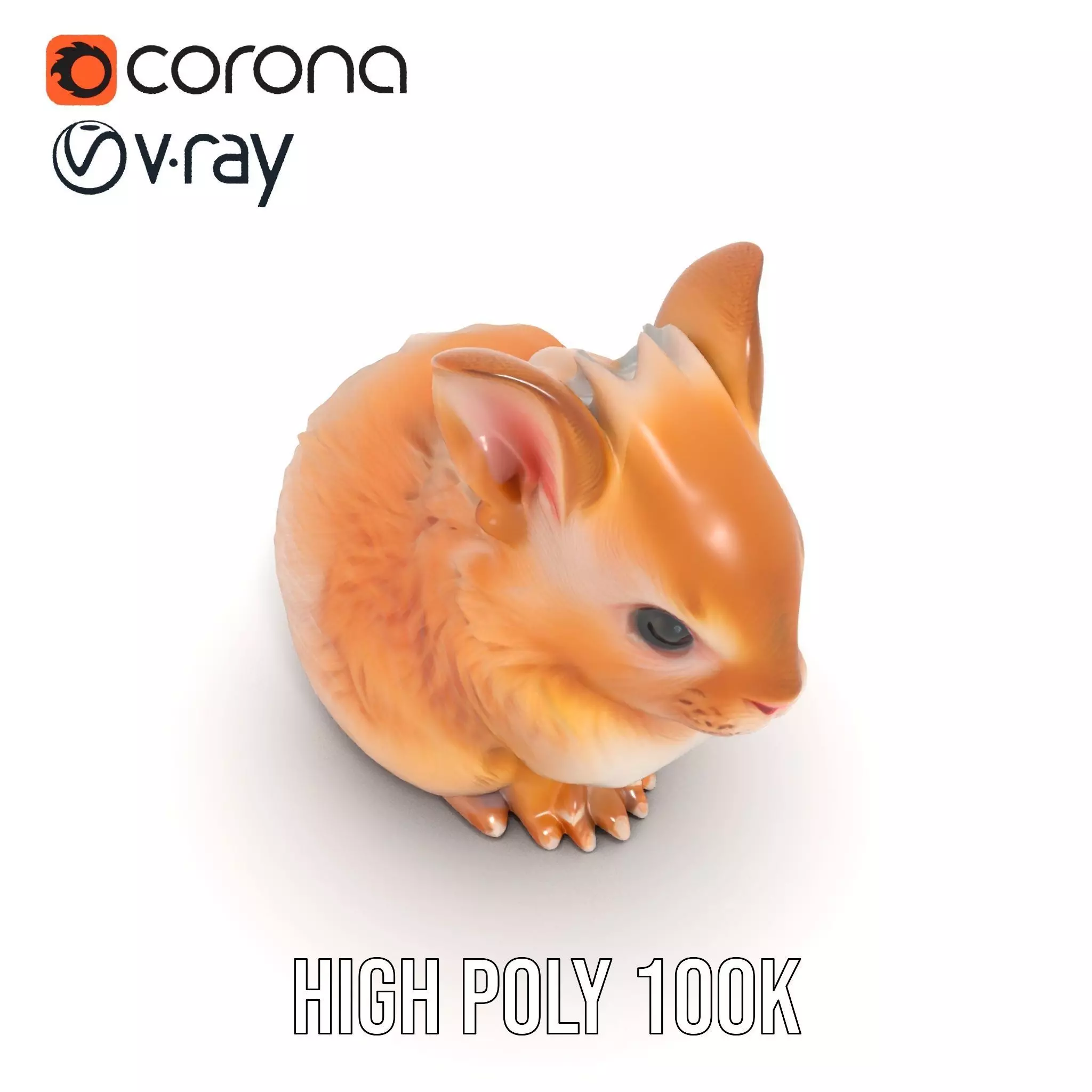 Fluffy Peach Rabbit model pack Low-poly 3D model_21