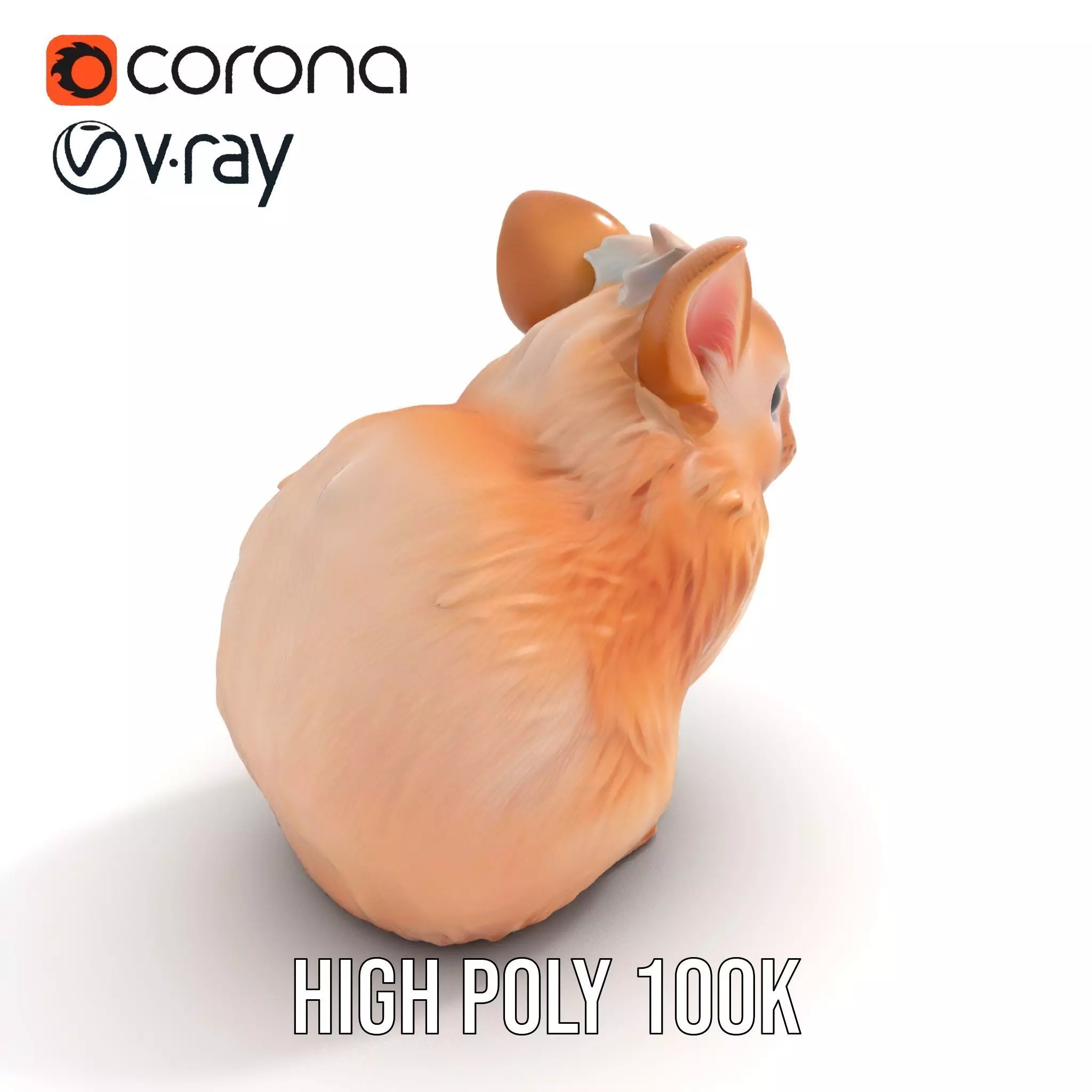 Fluffy Peach Rabbit model pack Low-poly 3D model_16