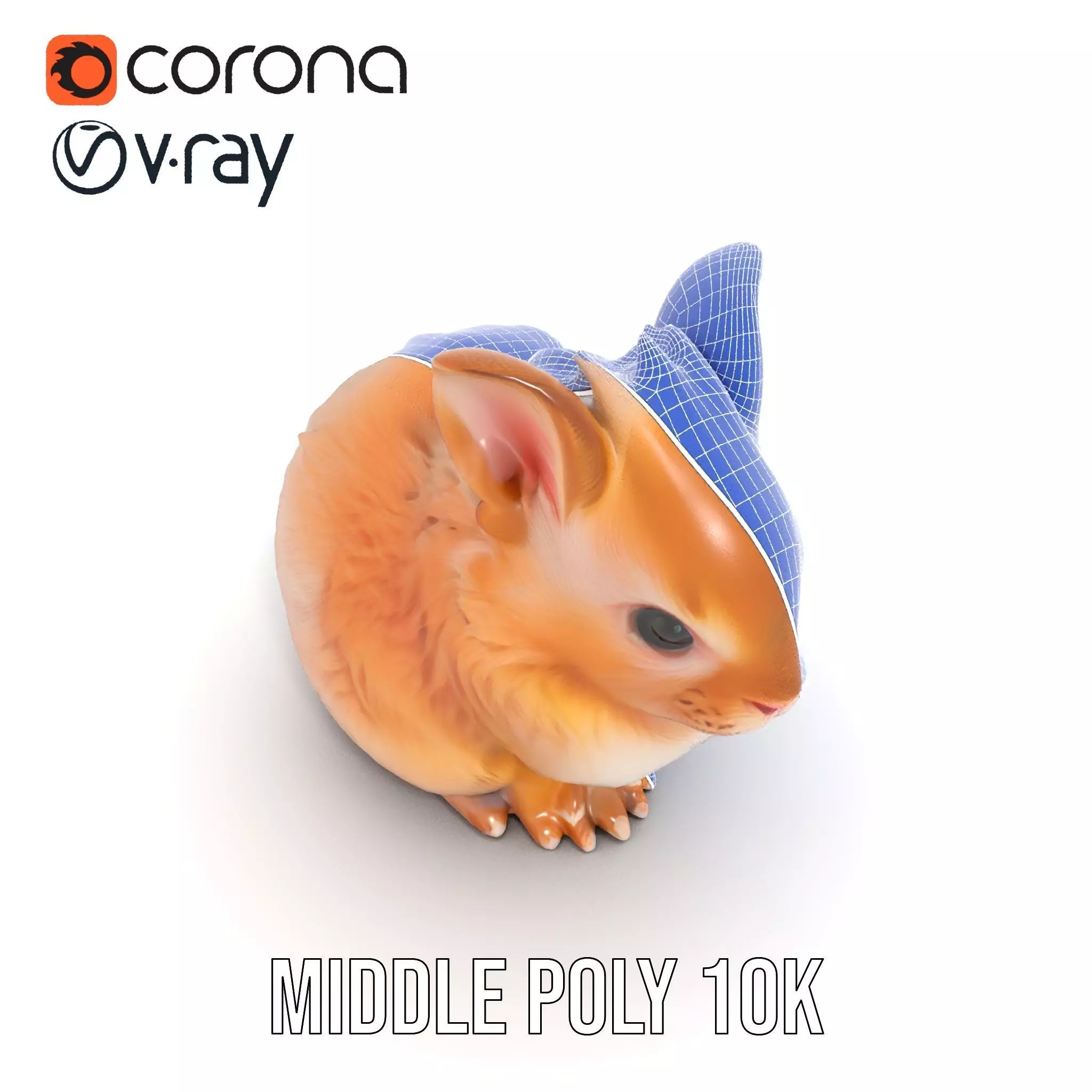 Fluffy Peach Rabbit model pack Low-poly 3D model_17