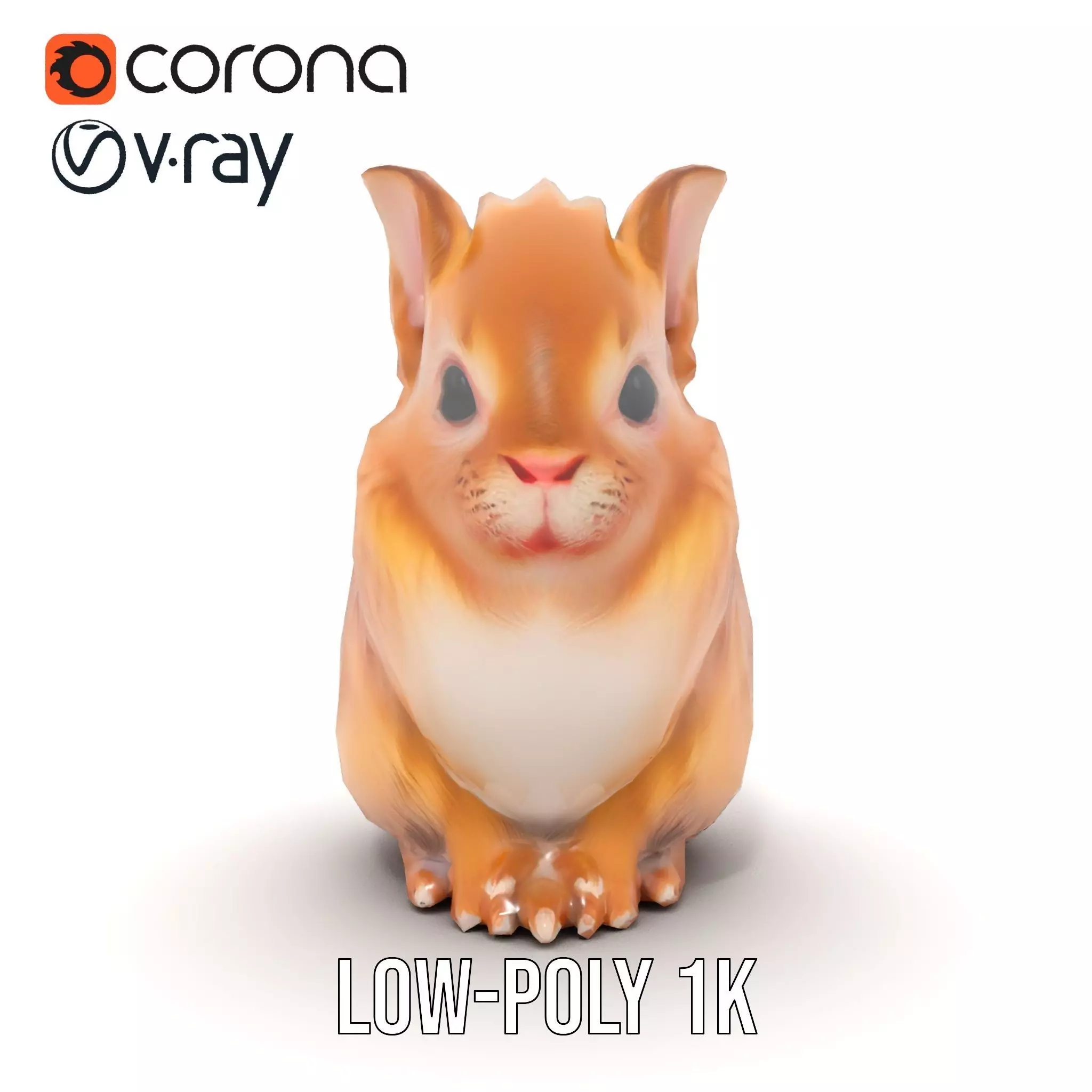 Fluffy Peach Rabbit model pack Low-poly 3D model_23