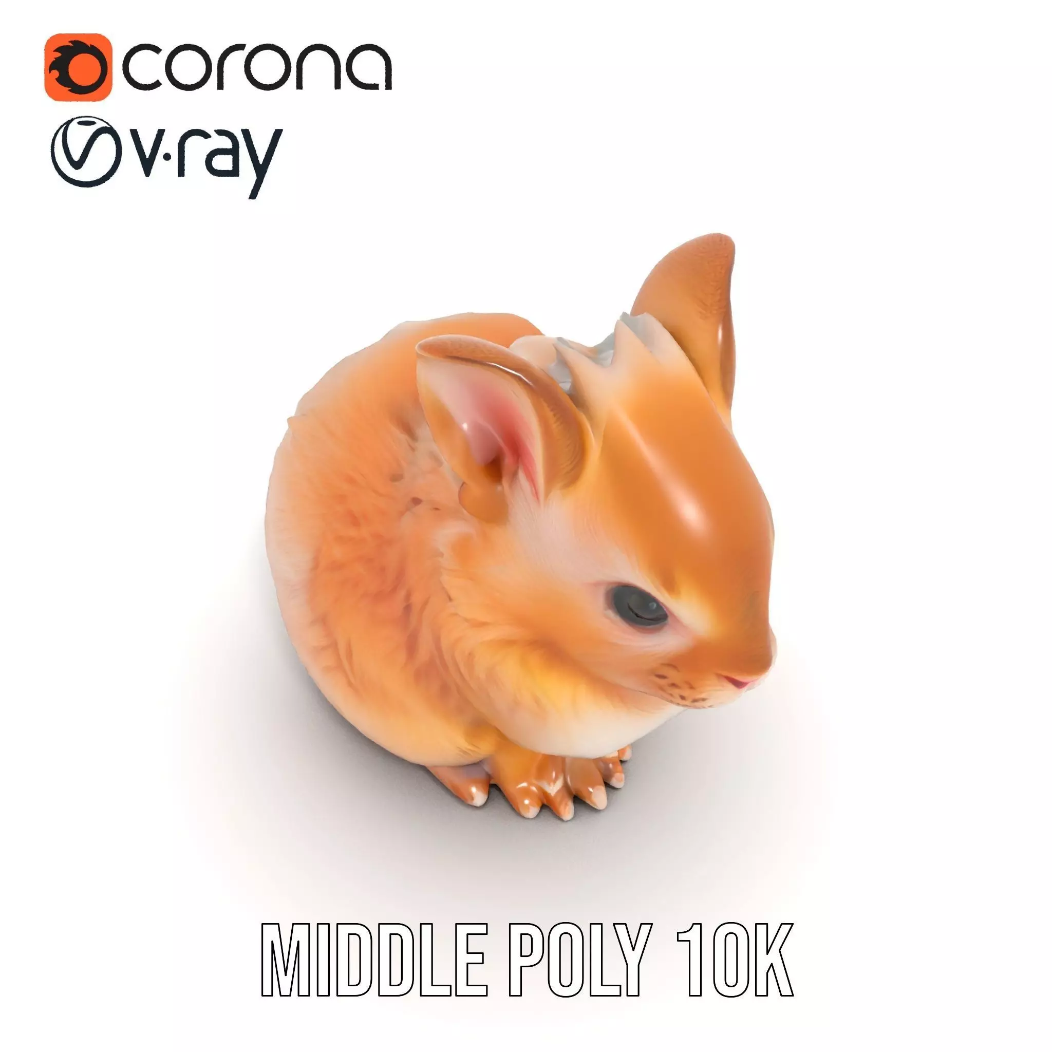 Fluffy Peach Rabbit model pack Low-poly 3D model_6