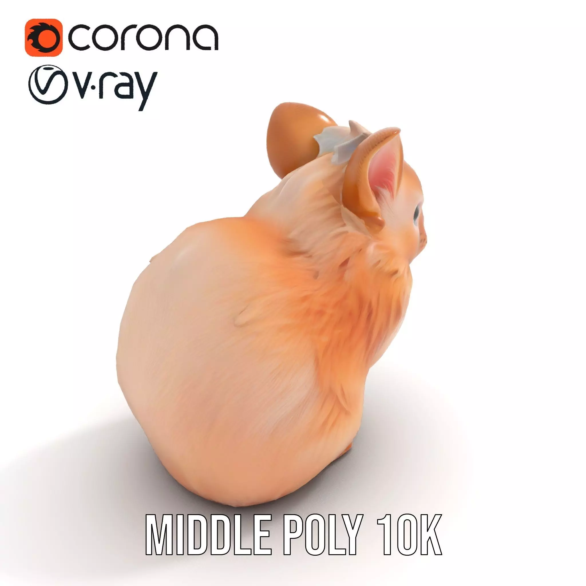 Fluffy Peach Rabbit model pack Low-poly 3D model_7