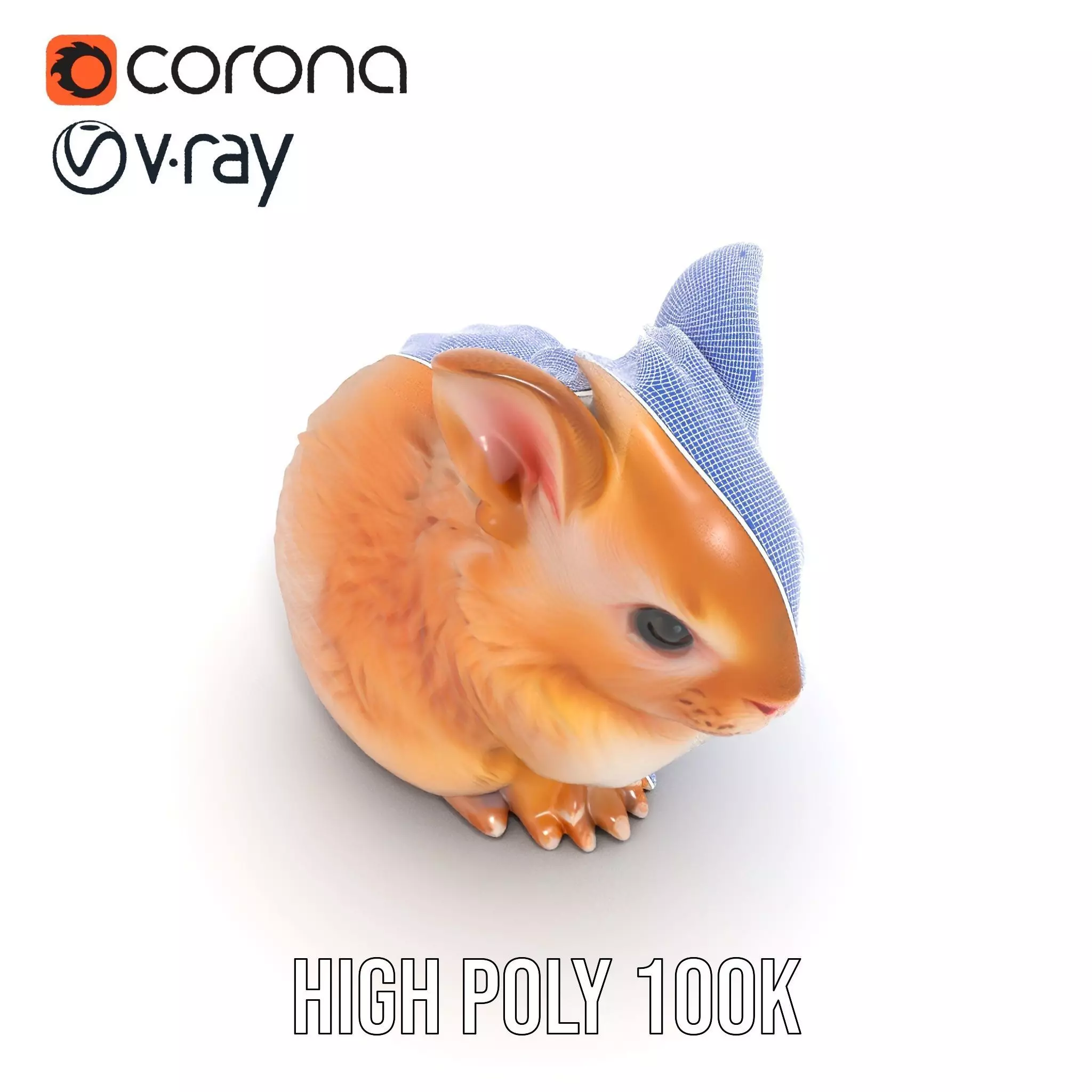 Fluffy Peach Rabbit model pack Low-poly 3D model_26