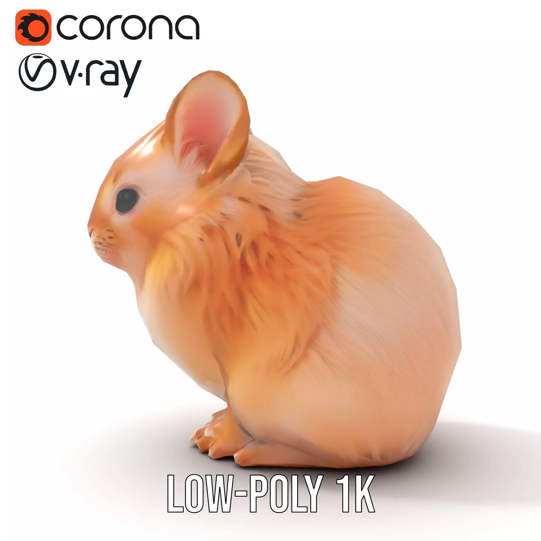 Fluffy Peach Rabbit model pack Low-poly 3D model_13