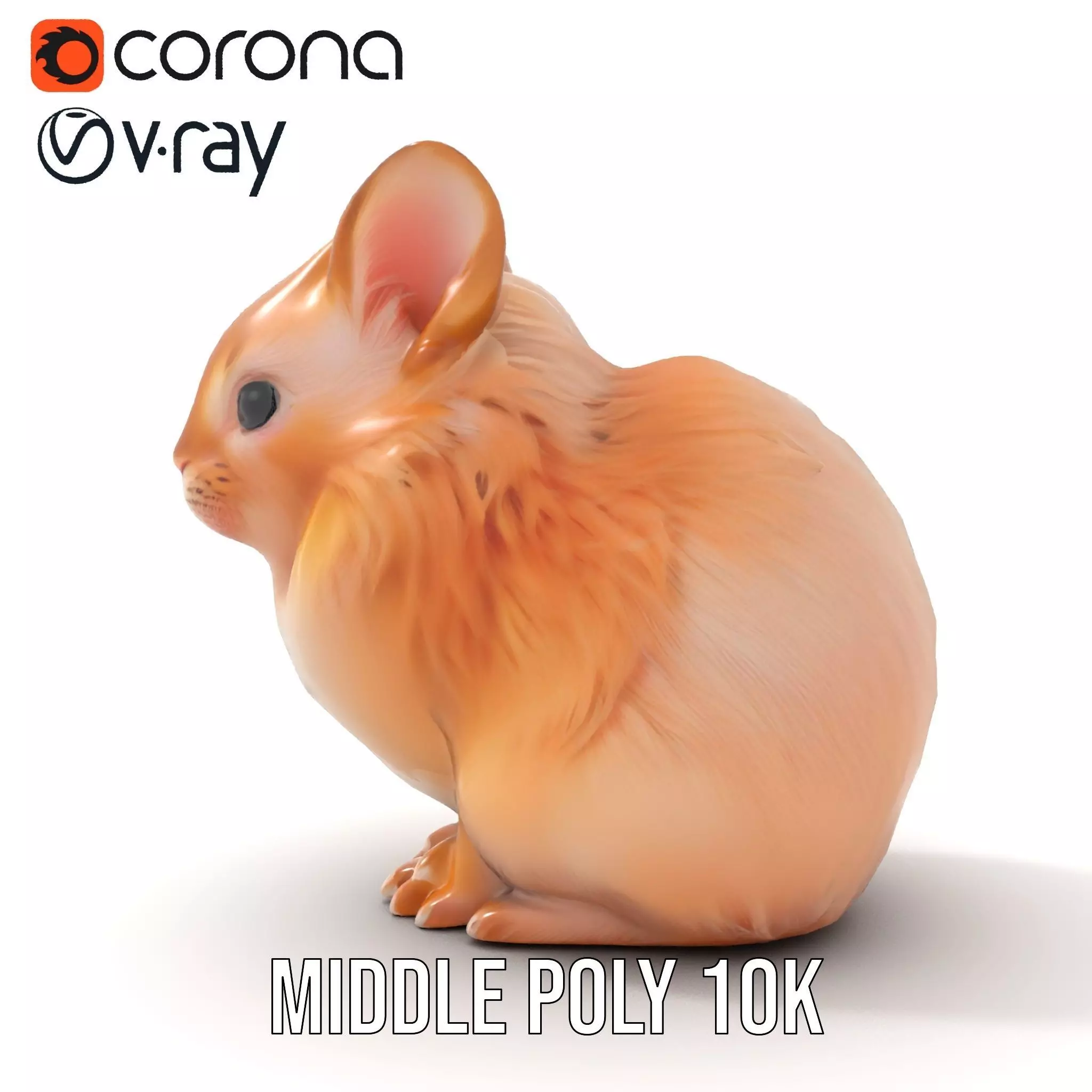 Fluffy Peach Rabbit model pack Low-poly 3D model_19