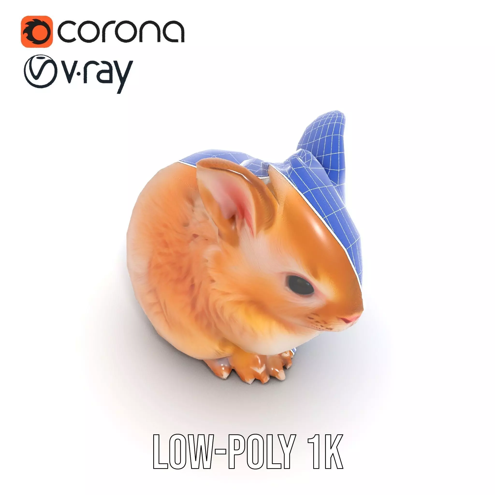 Fluffy Peach Rabbit model pack Low-poly 3D model_28