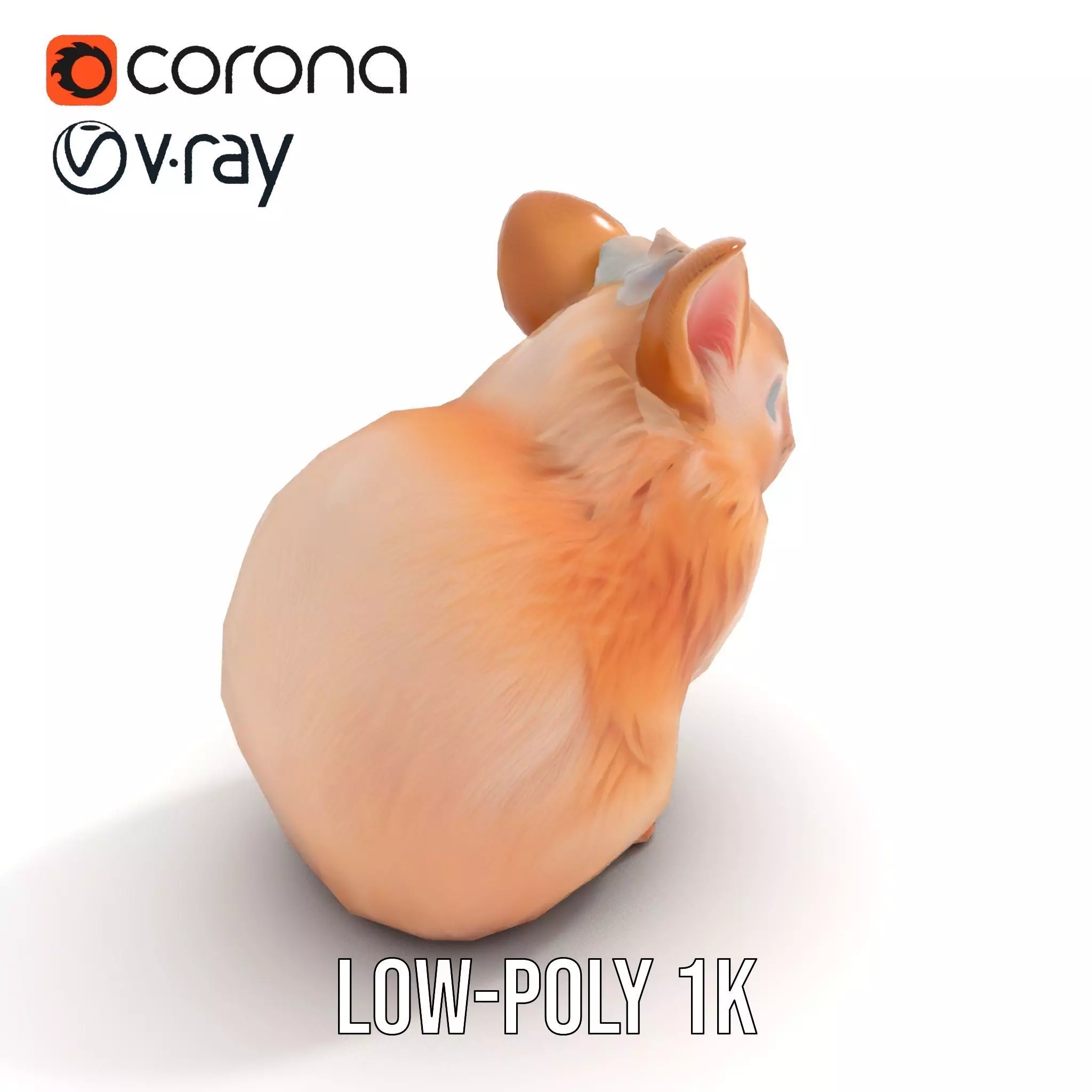 Fluffy Peach Rabbit model pack Low-poly 3D model_8