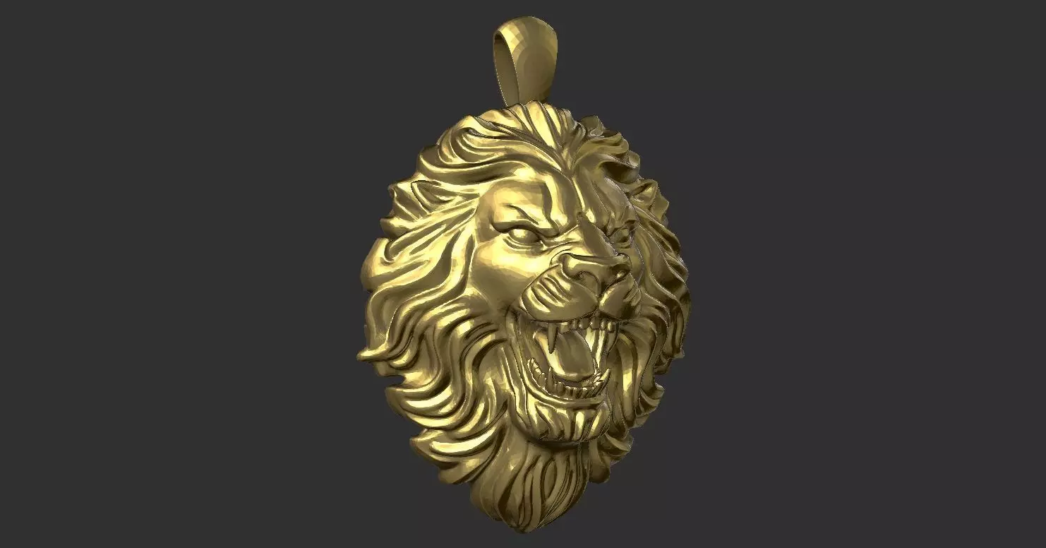 Lion Pendant 3D print model_0
