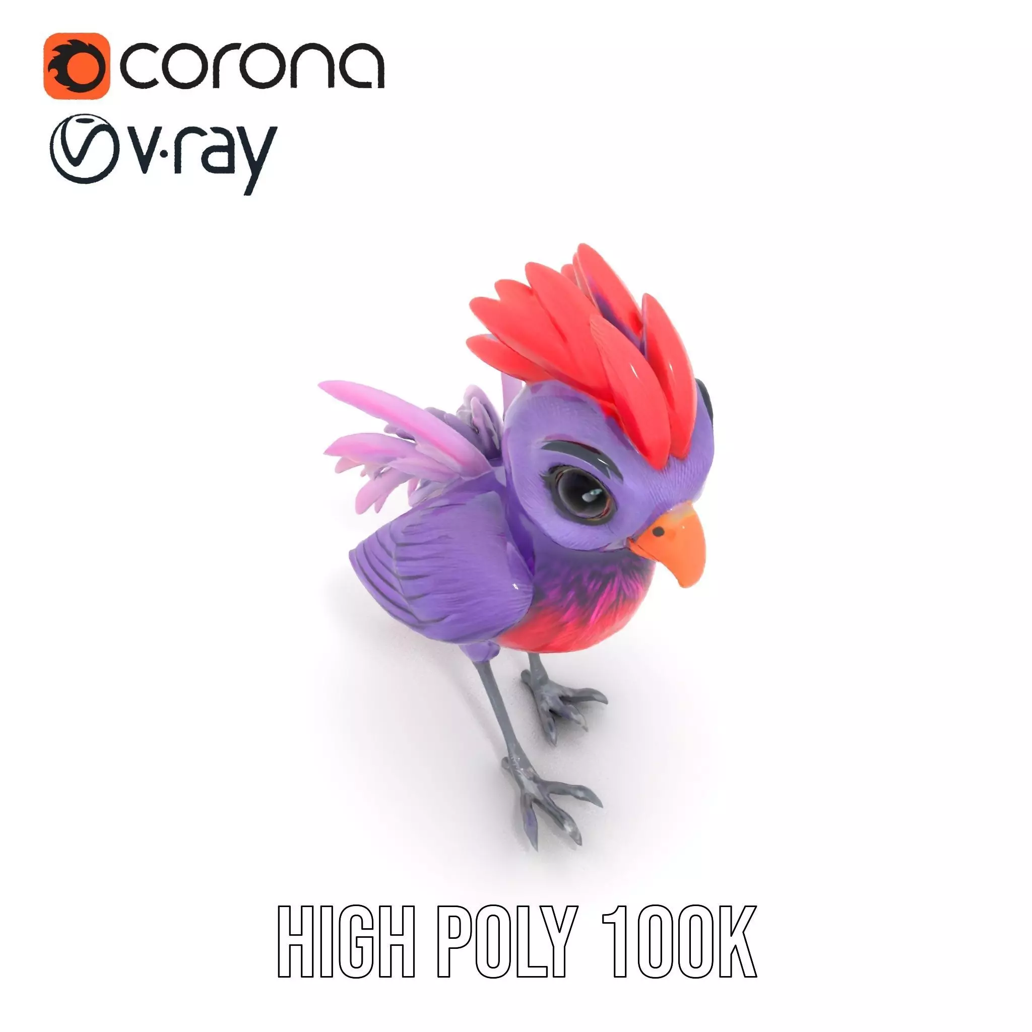 Vibrant Purple Bird model pack Low-poly 3D model_16