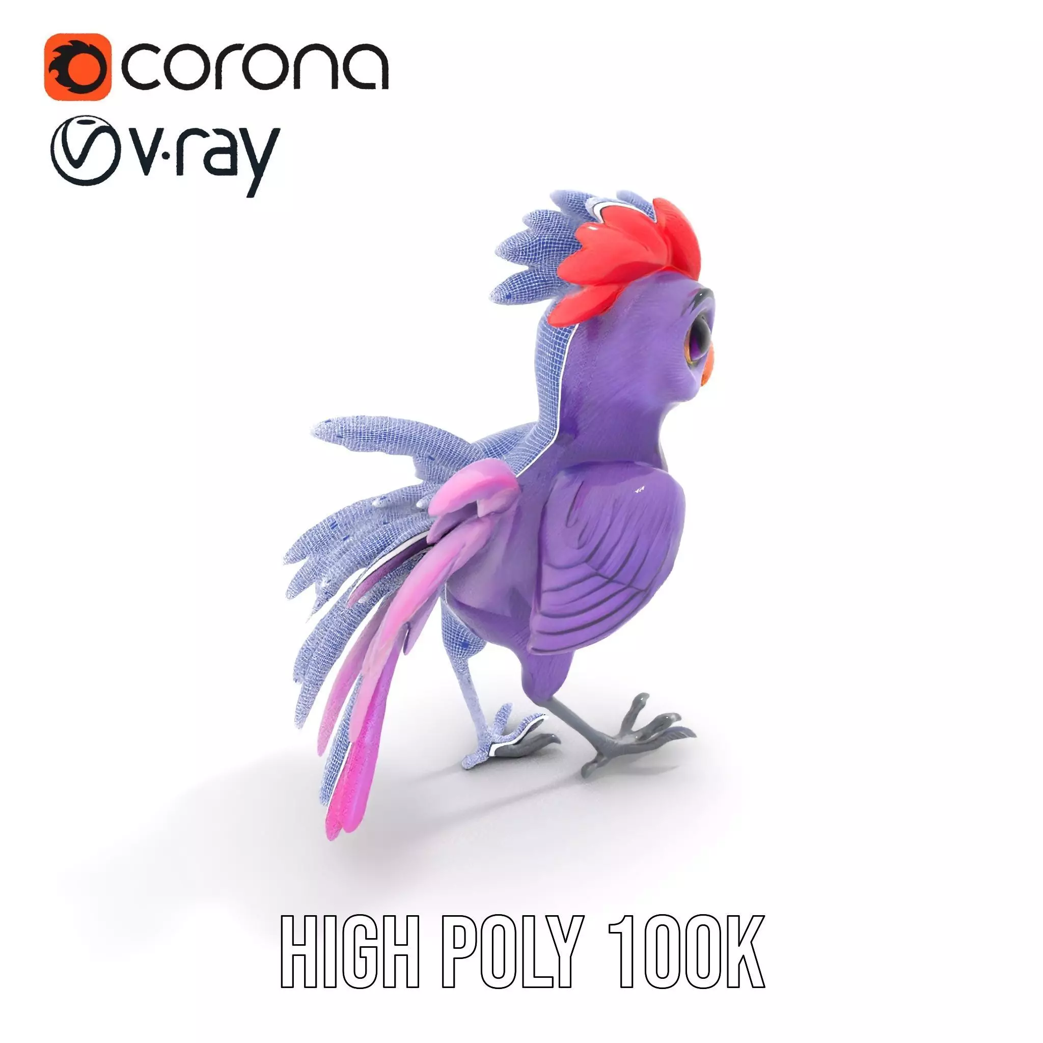 Vibrant Purple Bird model pack Low-poly 3D model_33