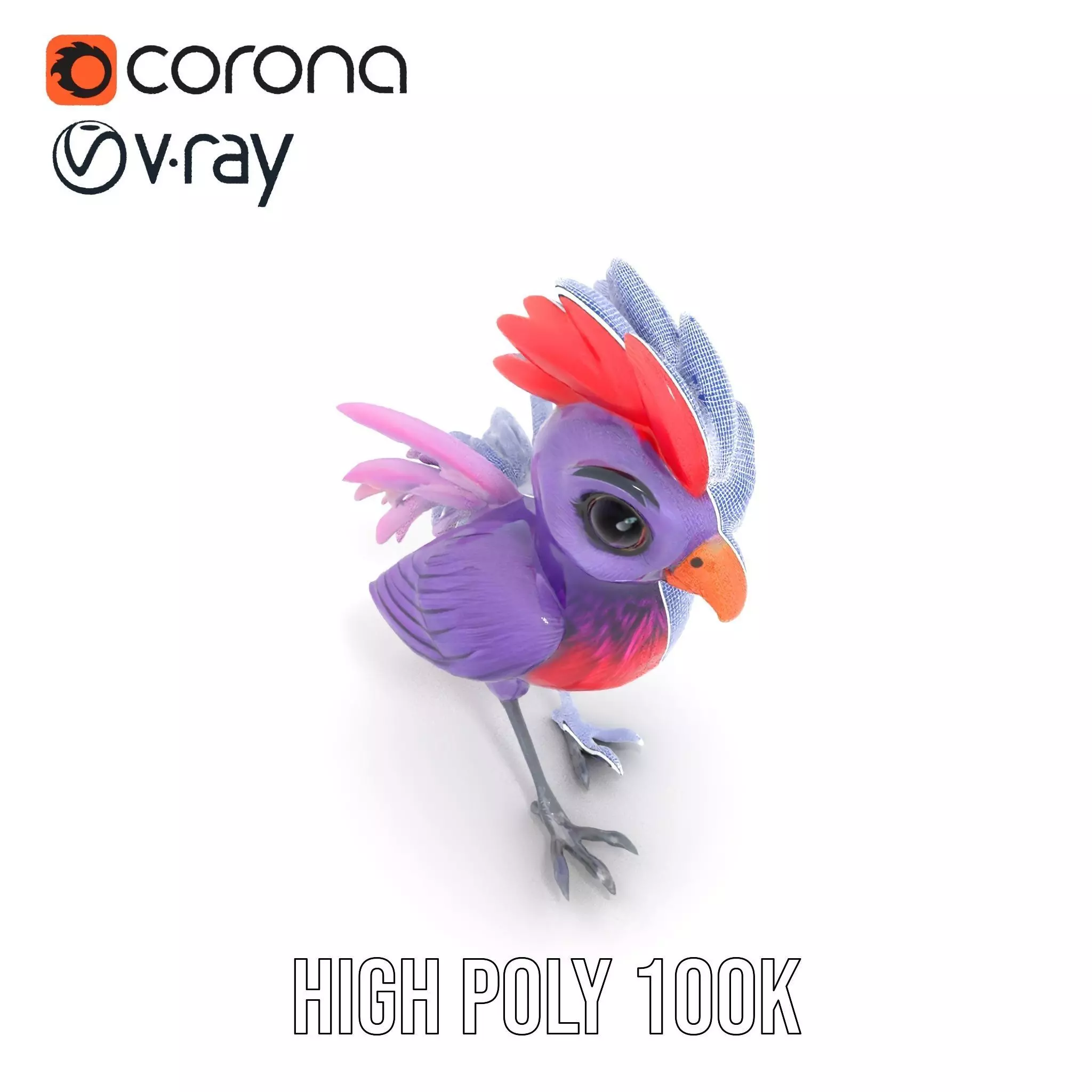 Vibrant Purple Bird model pack Low-poly 3D model_32