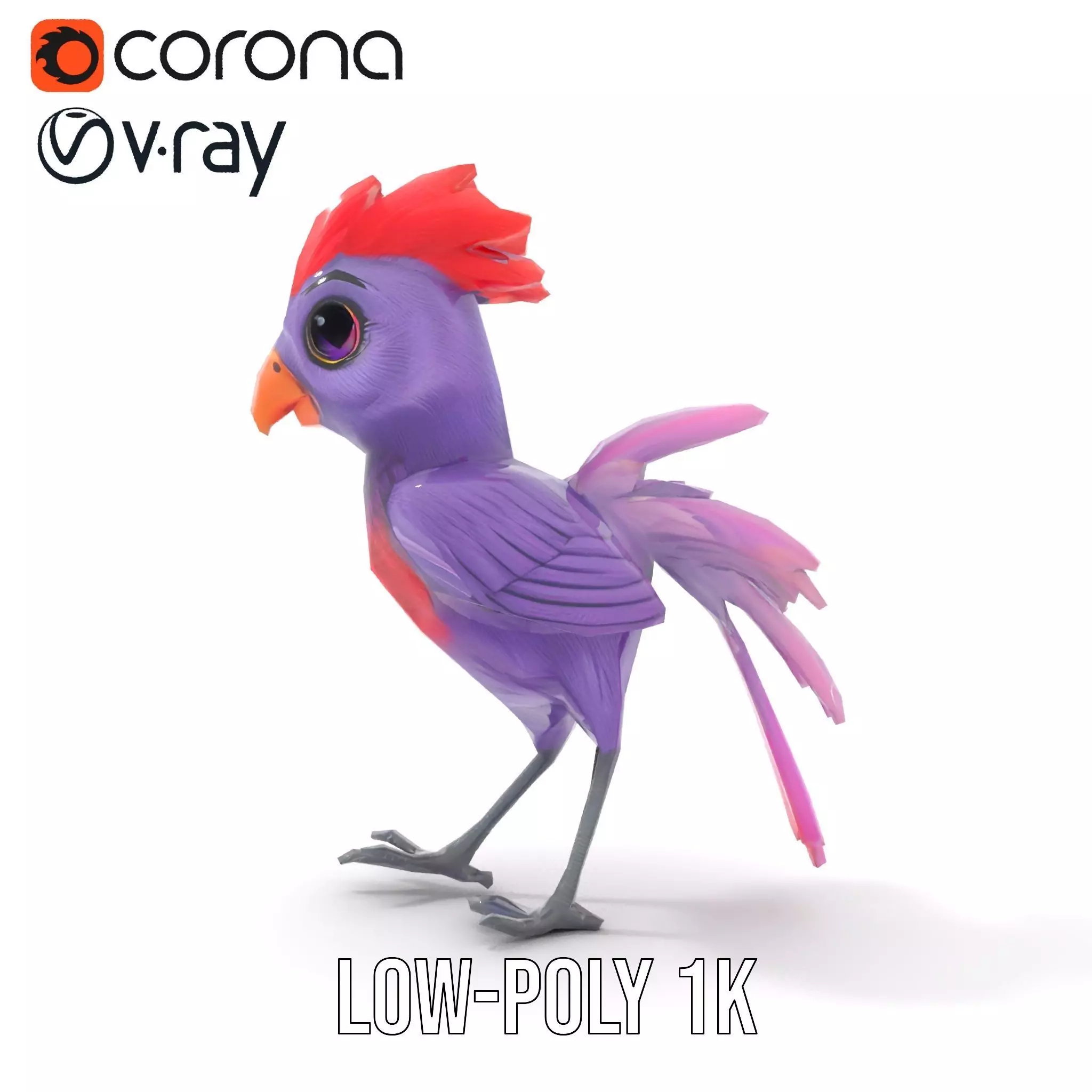 Vibrant Purple Bird model pack Low-poly 3D model_10