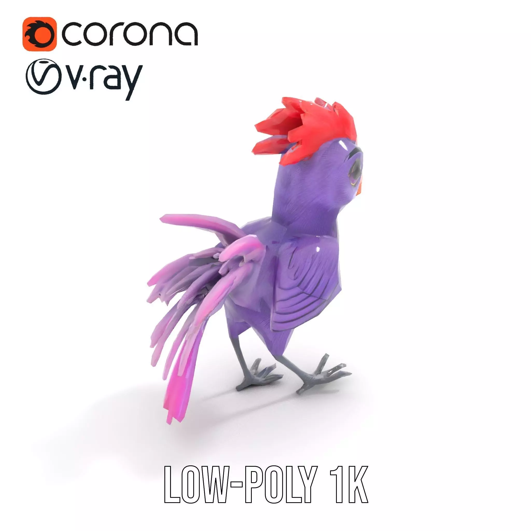 Vibrant Purple Bird model pack Low-poly 3D model_23