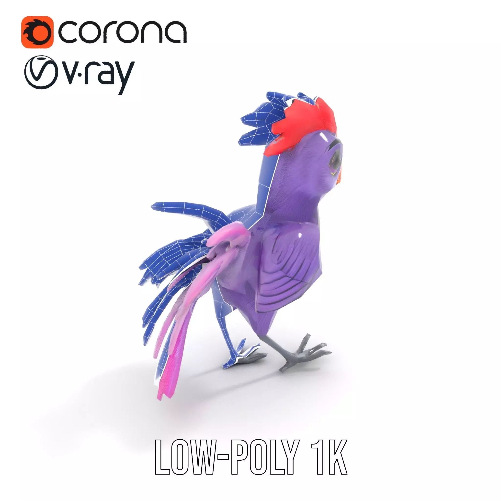 Vibrant Purple Bird model pack Low-poly 3D model_15