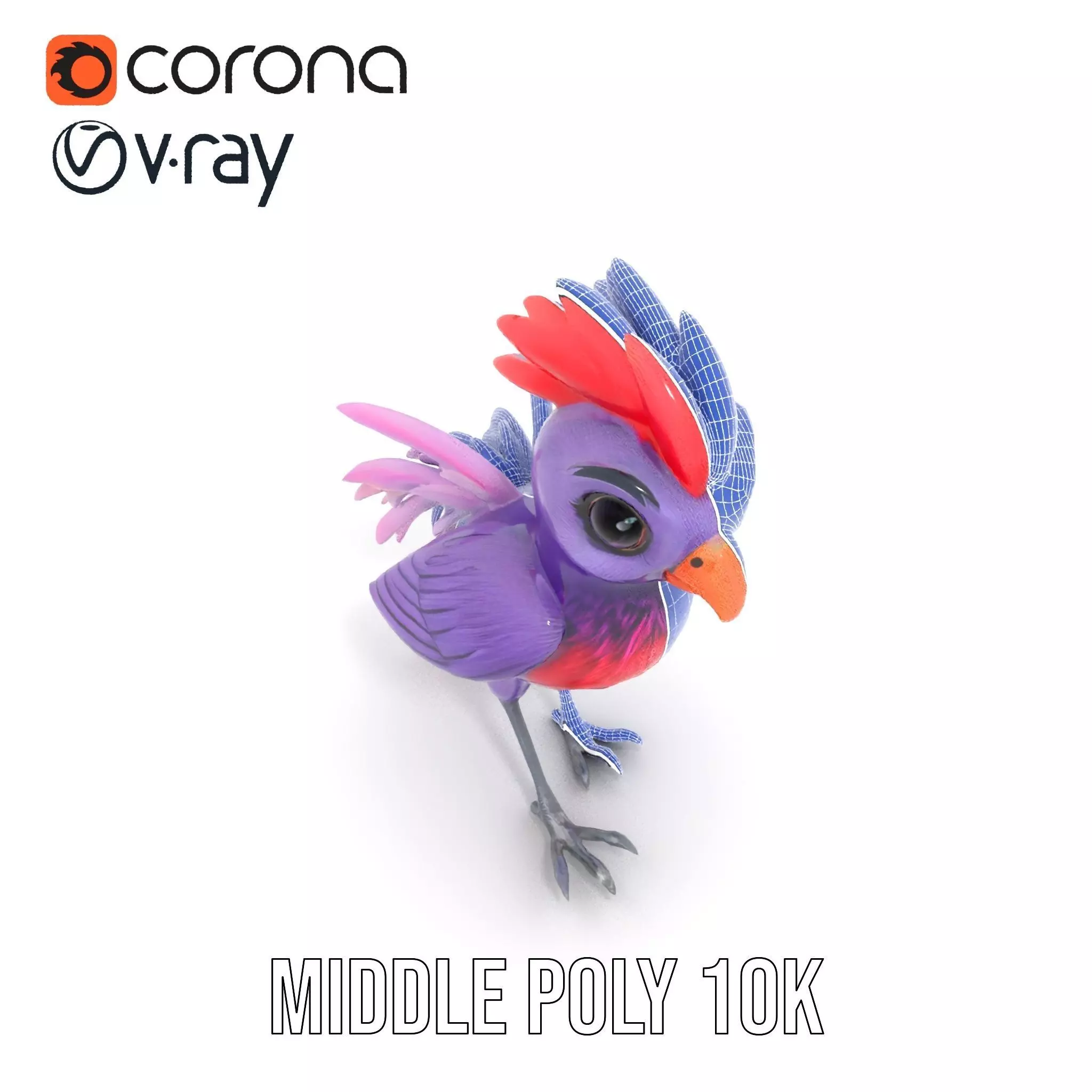 Vibrant Purple Bird model pack Low-poly 3D model_14