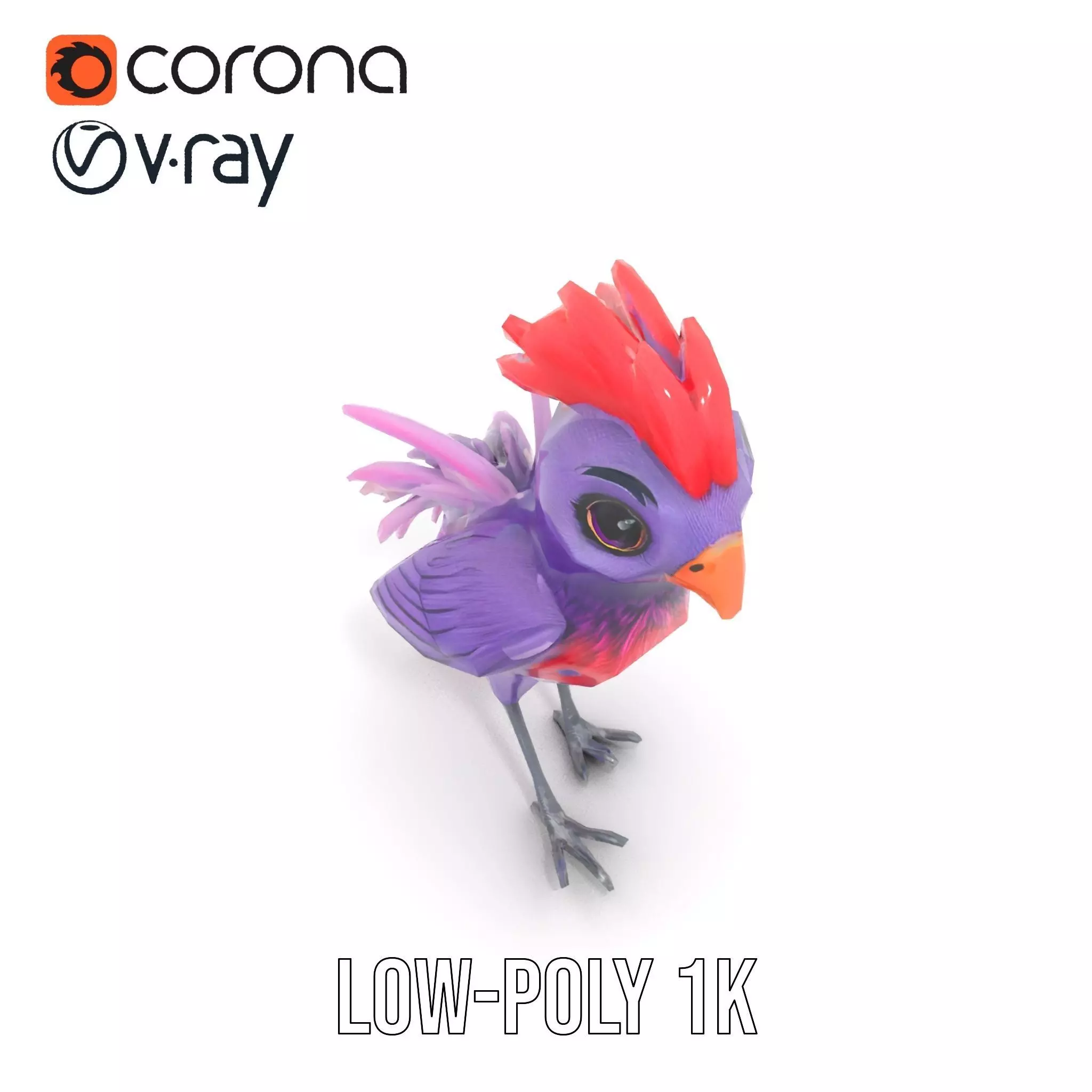 Vibrant Purple Bird model pack Low-poly 3D model_26