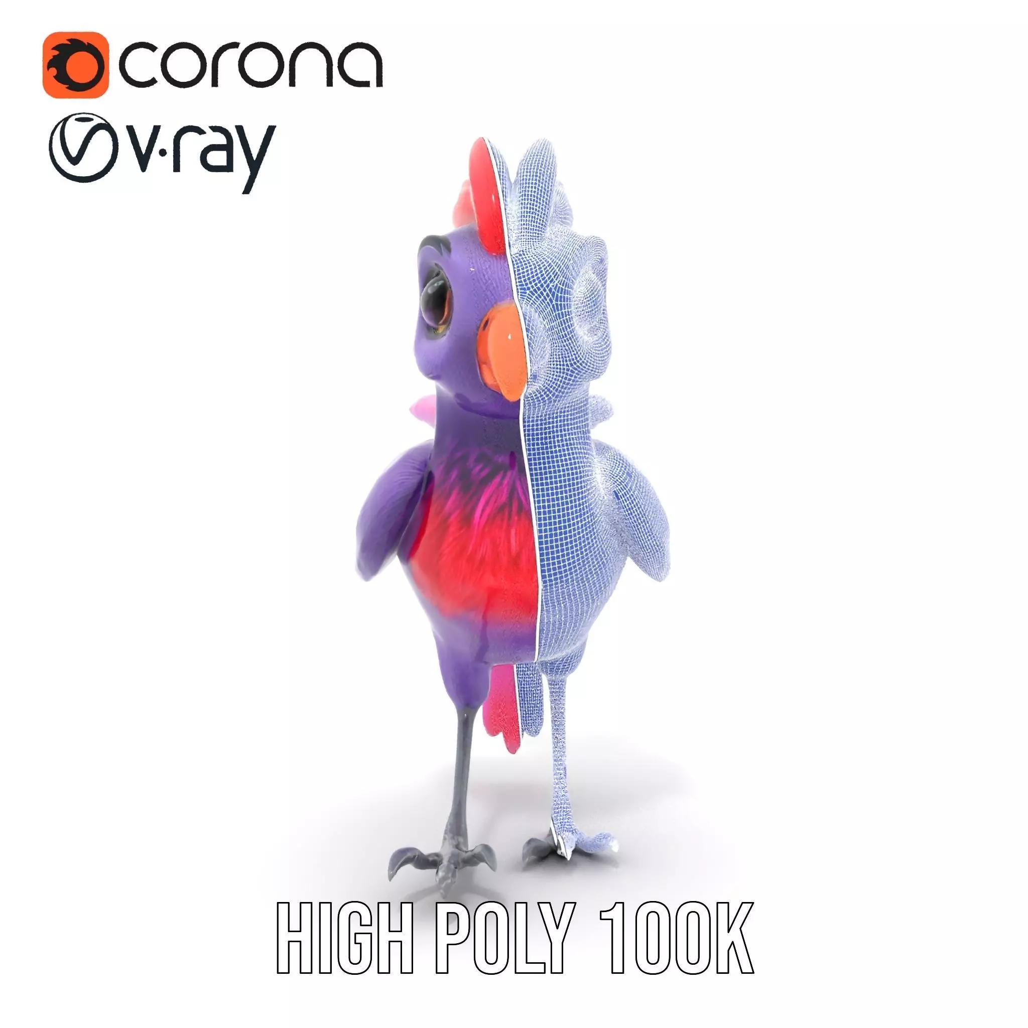 Vibrant Purple Bird model pack Low-poly 3D model_34