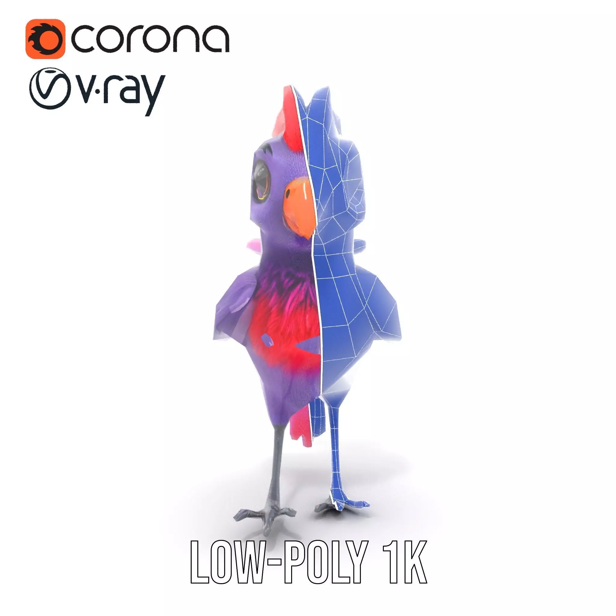 Vibrant Purple Bird model pack Low-poly 3D model_31