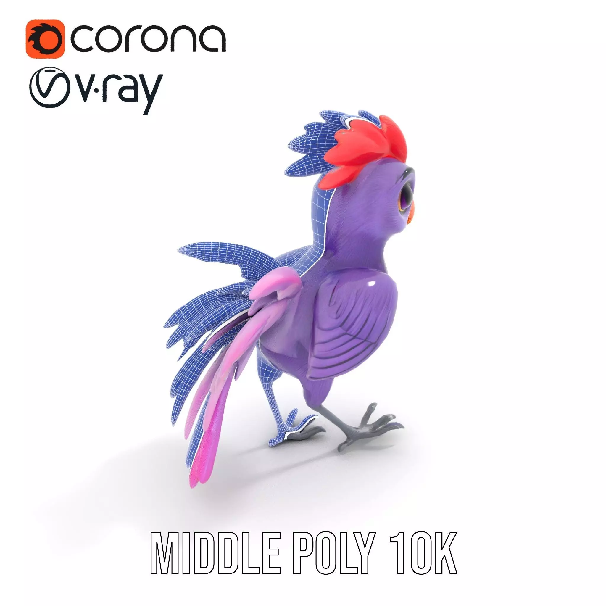 Vibrant Purple Bird model pack Low-poly 3D model_22