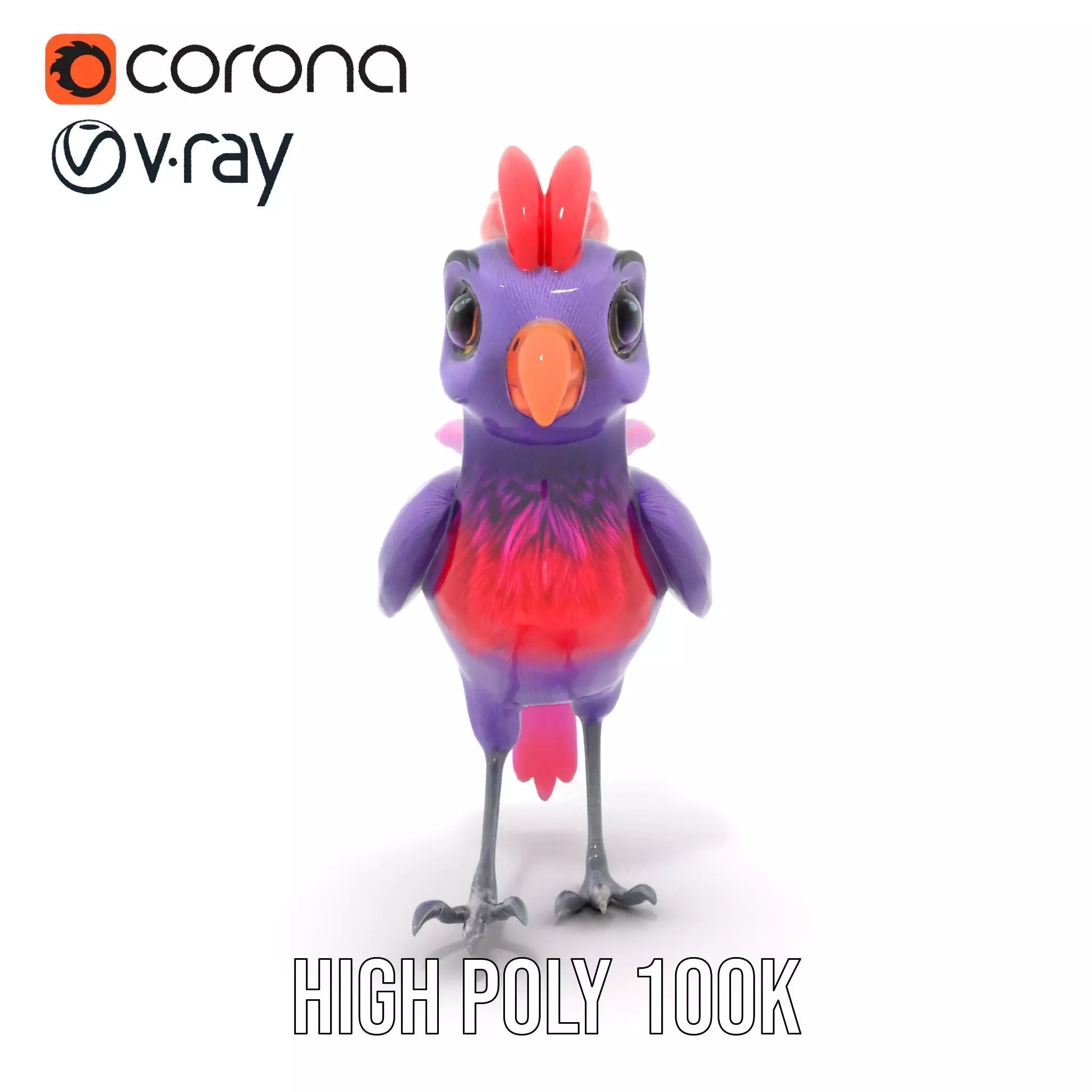 Vibrant Purple Bird model pack Low-poly 3D model_27