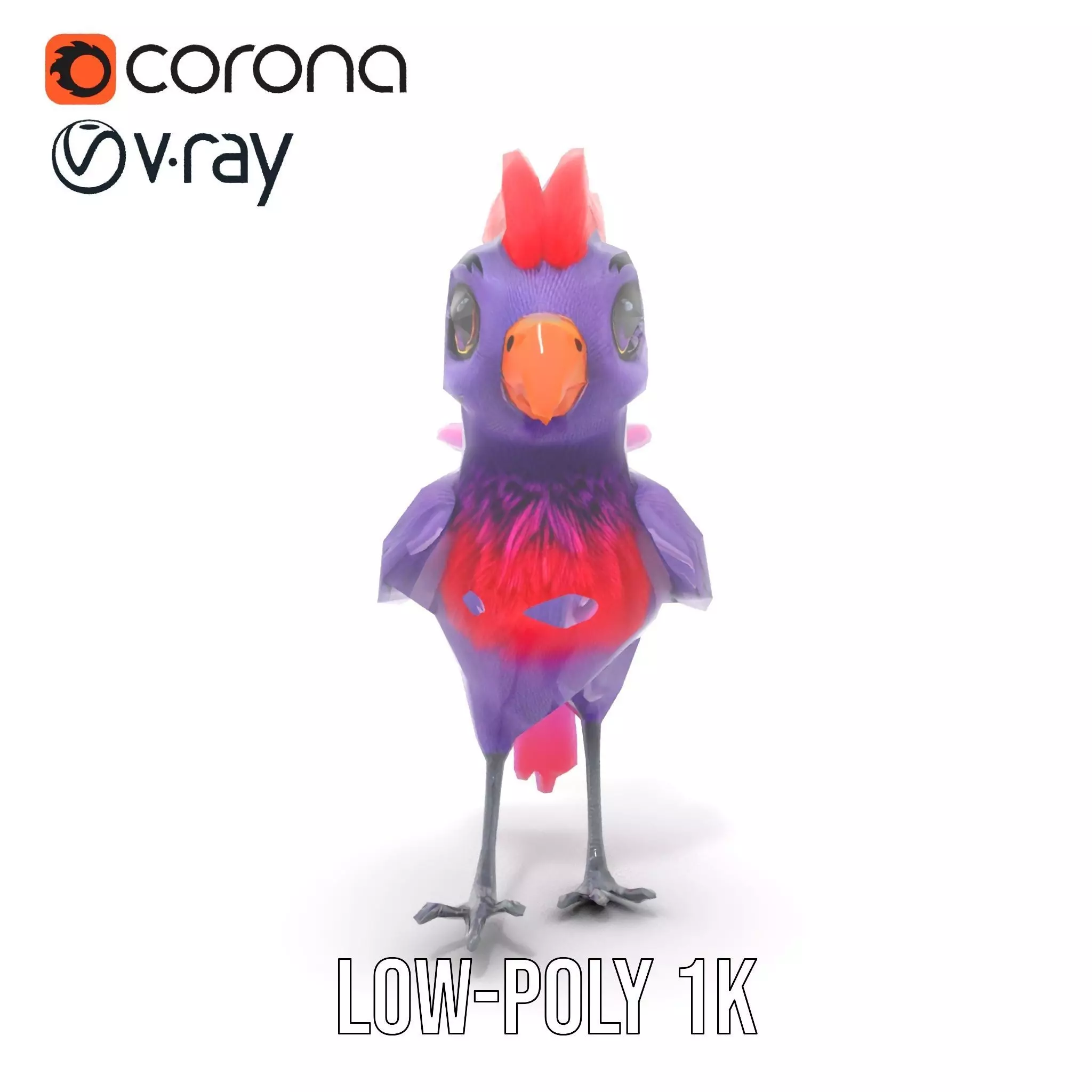 Vibrant Purple Bird model pack Low-poly 3D model_8