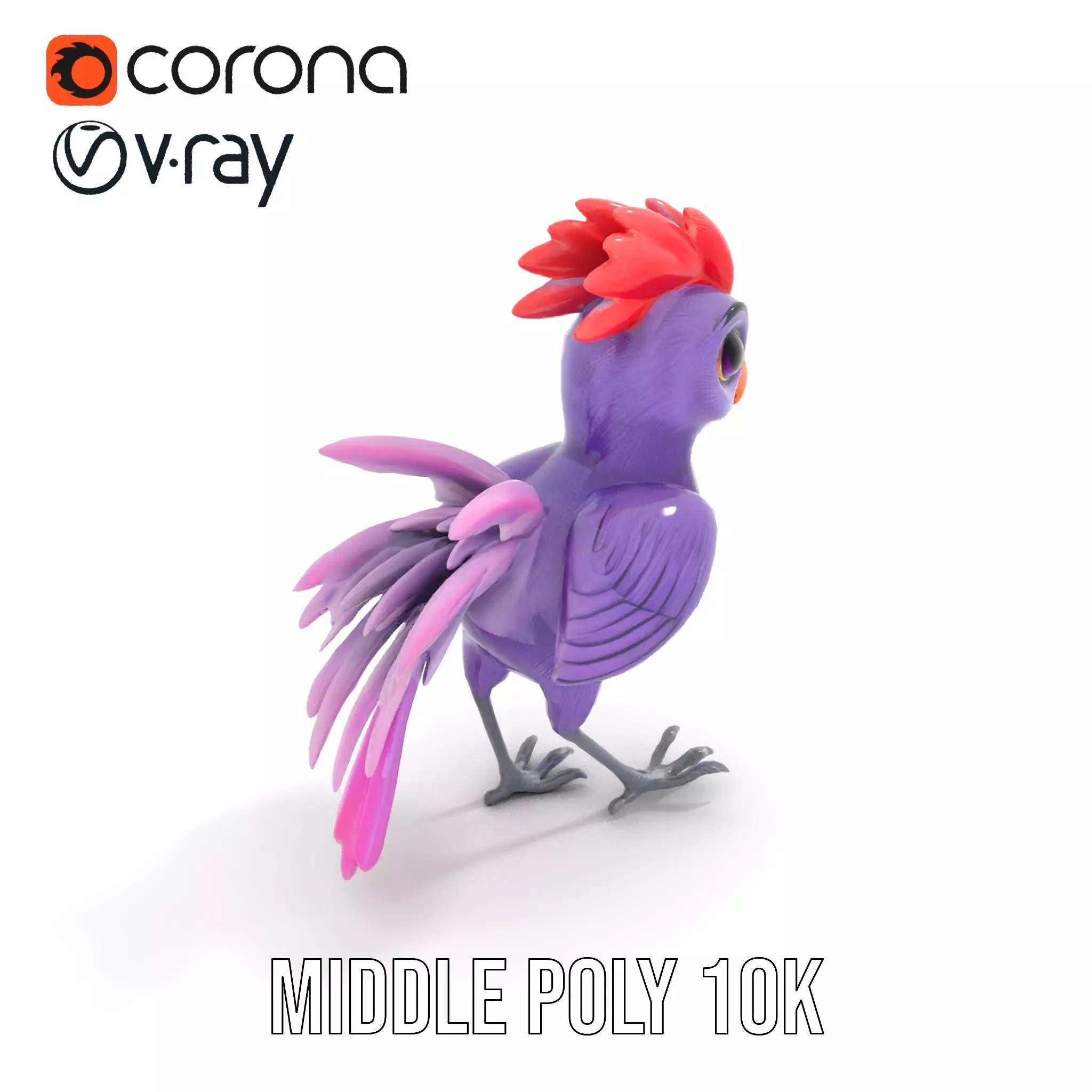 Vibrant Purple Bird model pack Low-poly 3D model_17