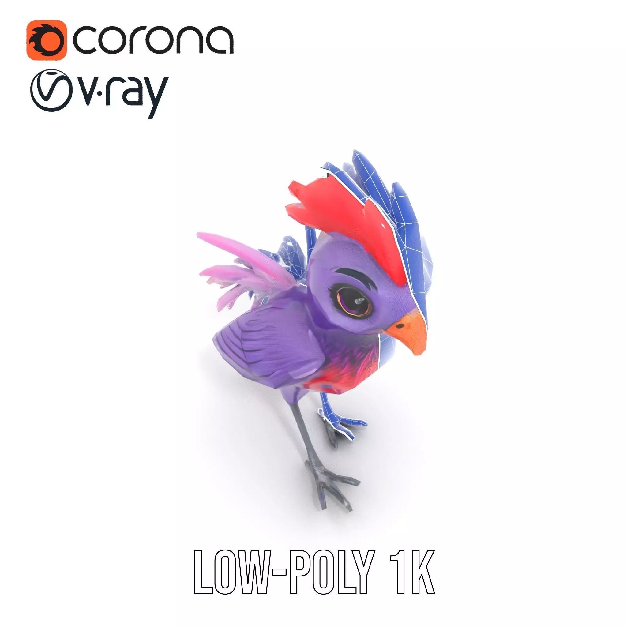 Vibrant Purple Bird model pack Low-poly 3D model_18
