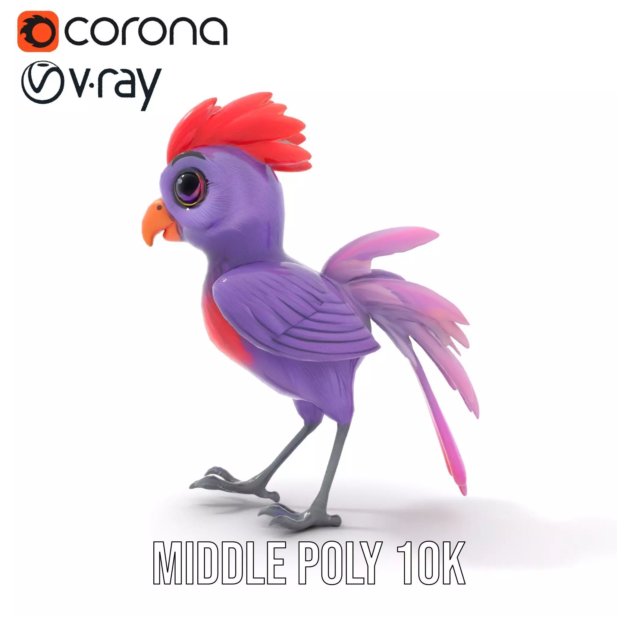 Vibrant Purple Bird model pack Low-poly 3D model_12