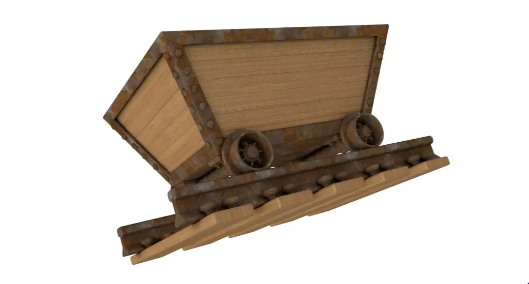 Cartoon Mine Cart 3D model_1