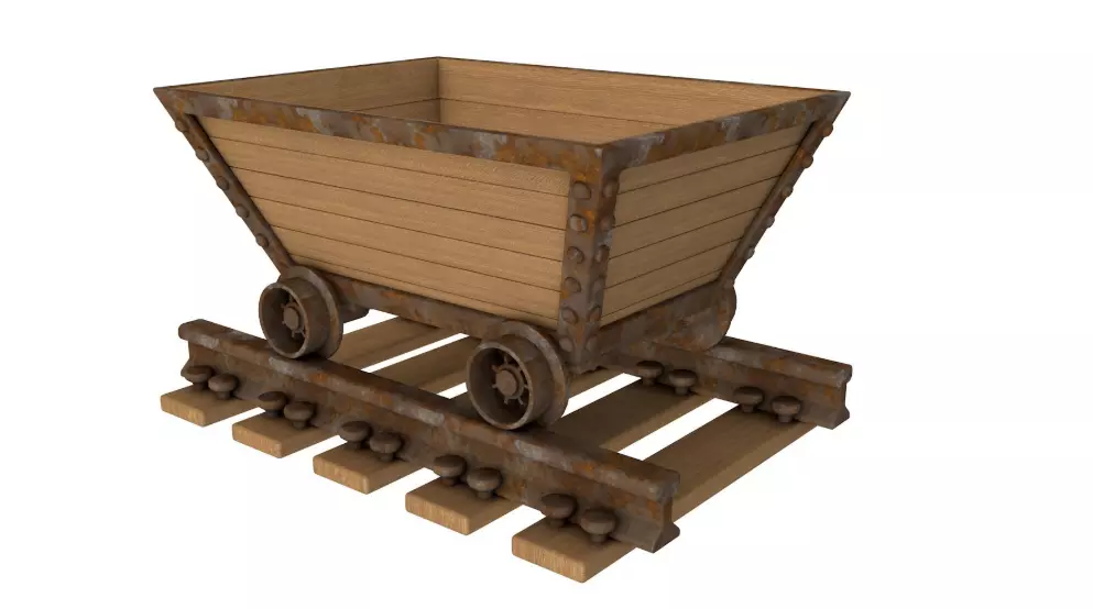 Cartoon Mine Cart 3D model_0