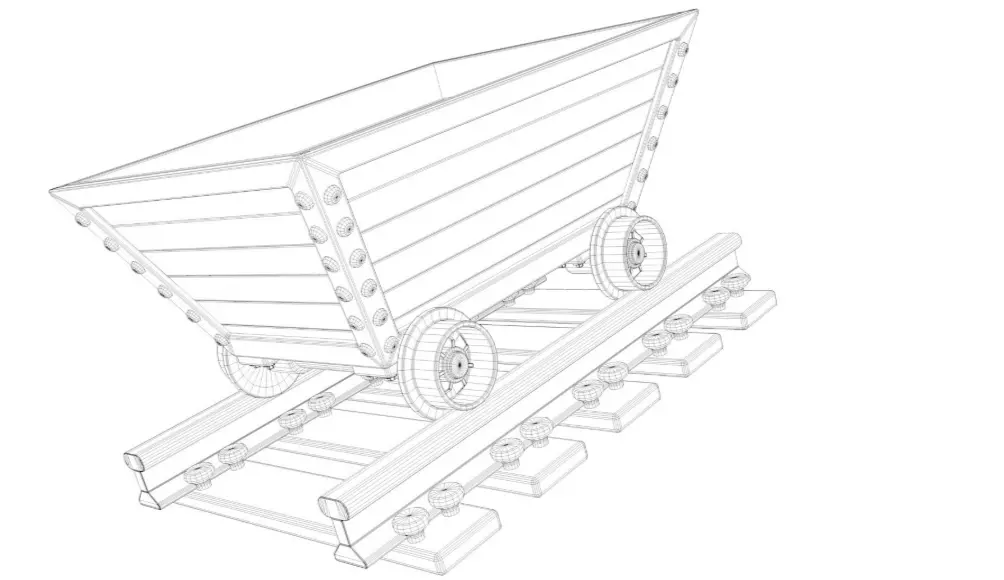 Cartoon Mine Cart 3D model_5