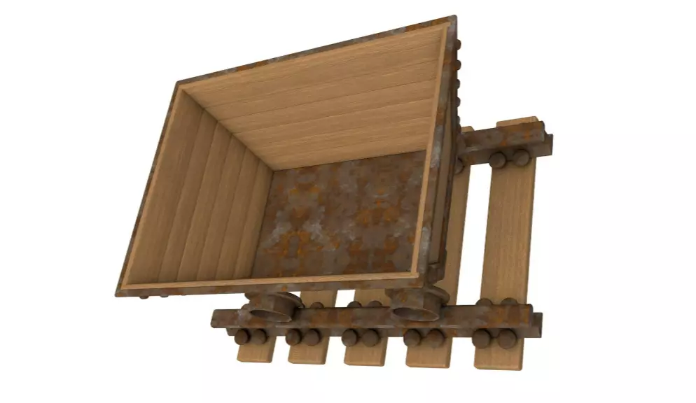 Cartoon Mine Cart 3D model_2