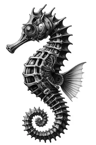 Mechanical Seahorse 3D Model  Sci Fi Steampunk Creature Design