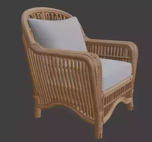 Ornate Rattan Armchair 3D model