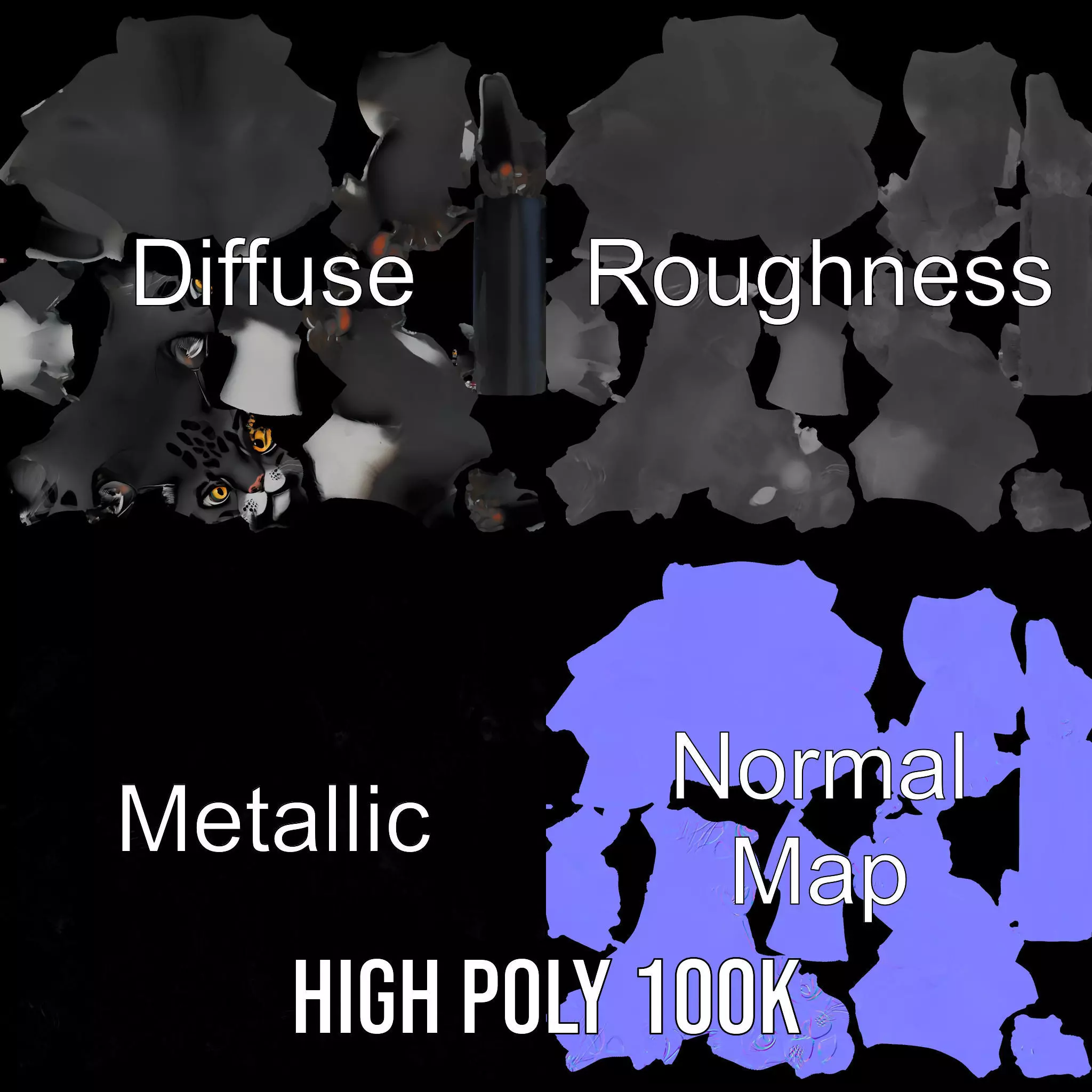 Charming Black Panther model pack Low-poly 3D model_4