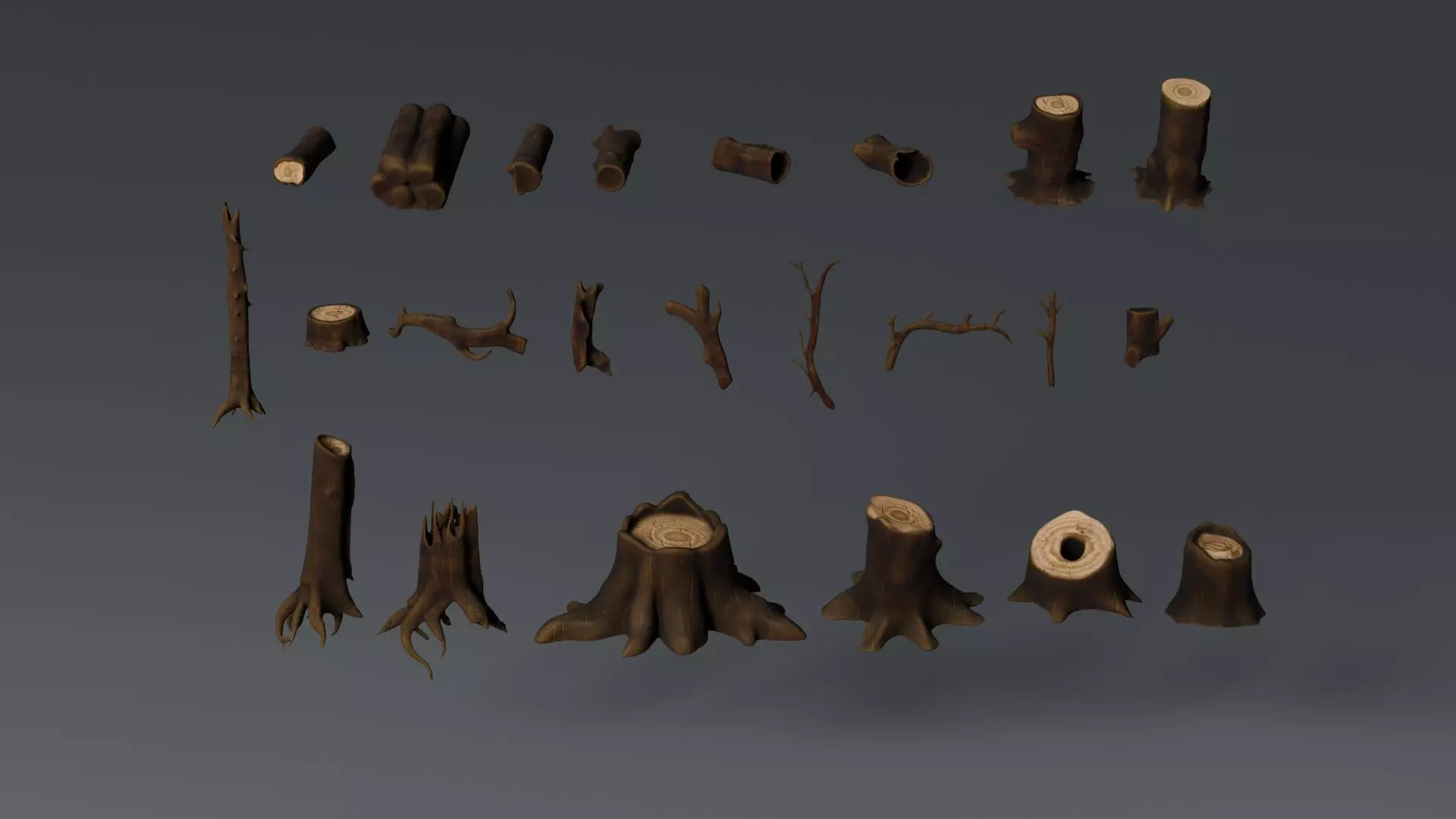 Log Assets Low-poly 3D model