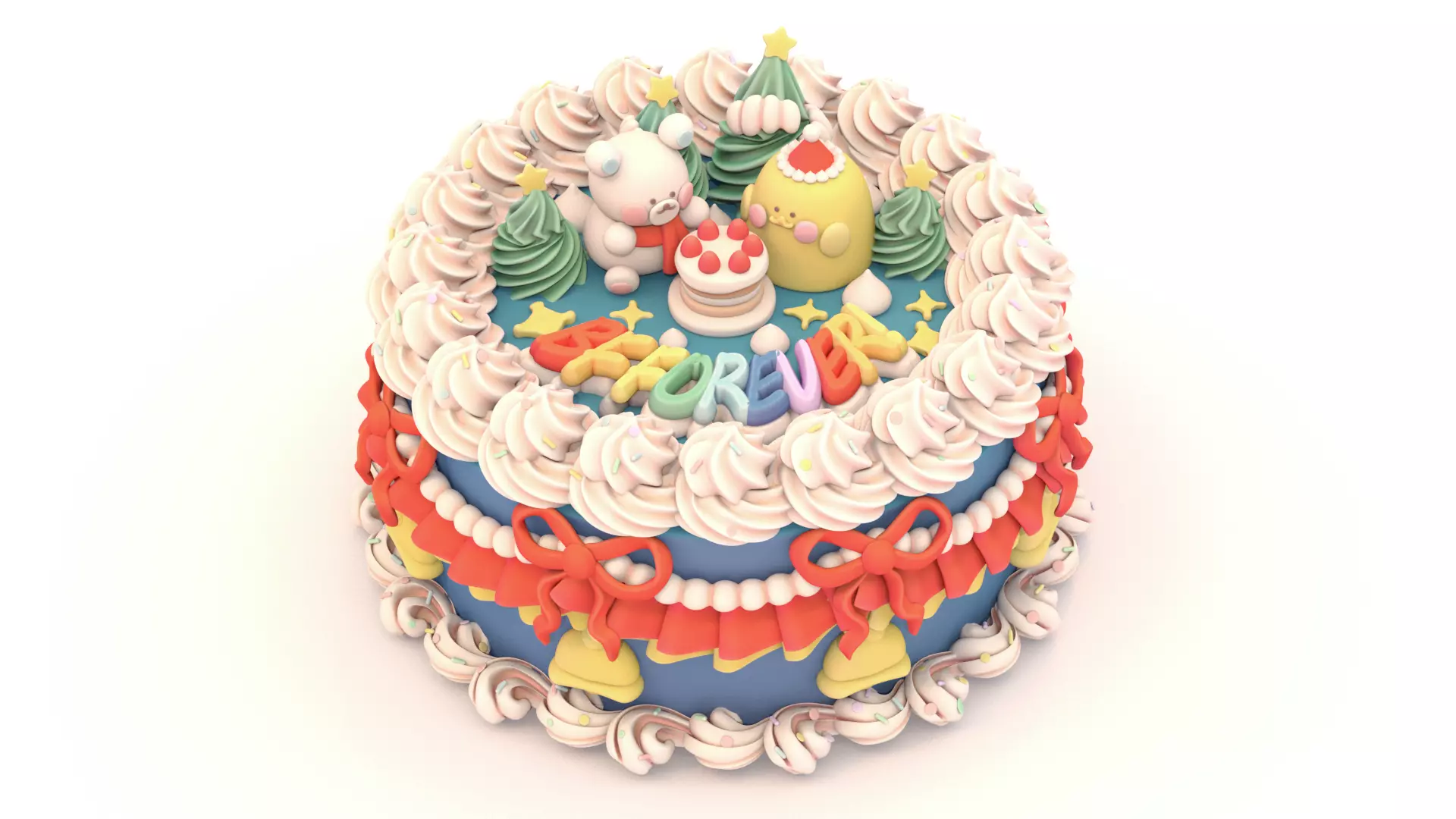 Blue Cake 2 - Stylized Blue Whole Cake 3D model