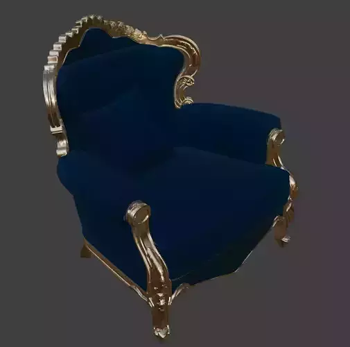 Luxury Navy Wingback Armchair 3D model