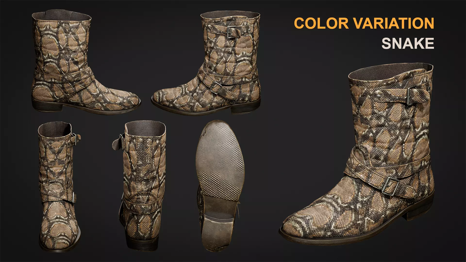 Old leather boot Low-poly 3D model_4