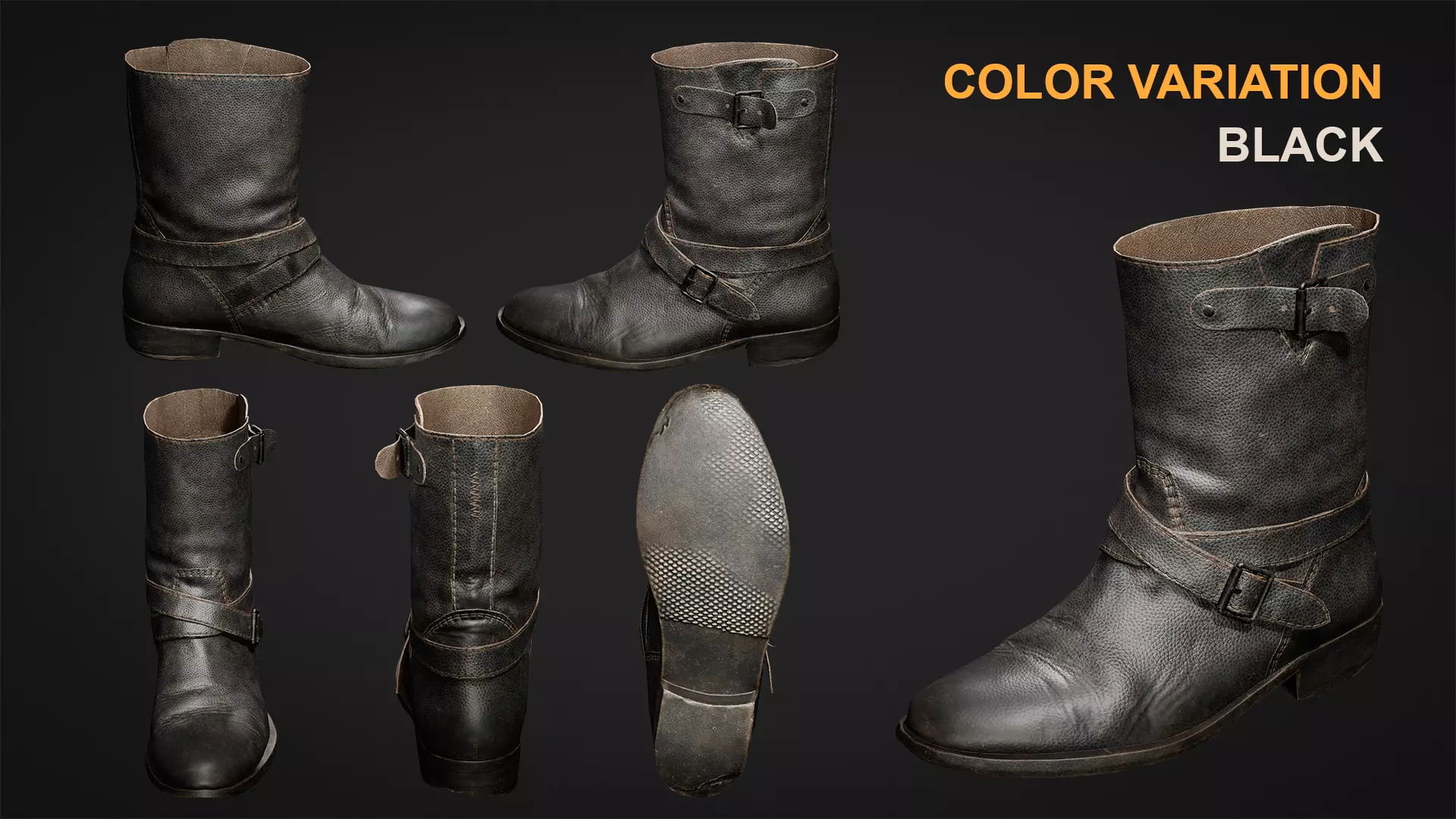 Old leather boot Low-poly 3D model_2