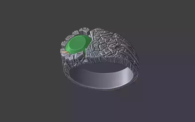 organic rock texture faceted gemstone ring v2 3D print model