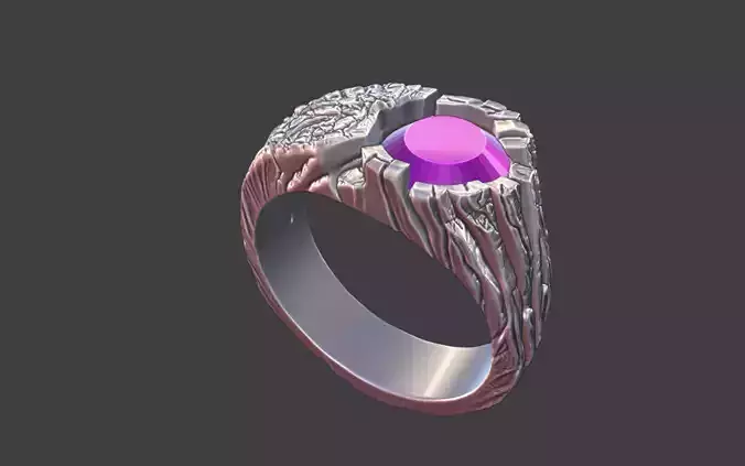 organic rock texture faceted gemstone ring v2
