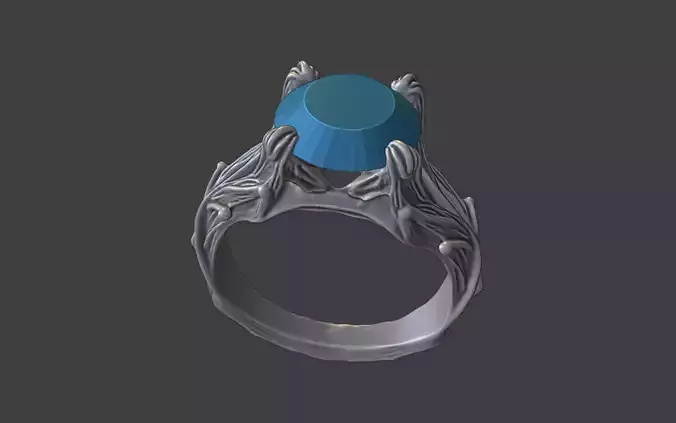 nature inspired branches silver gemstone ring