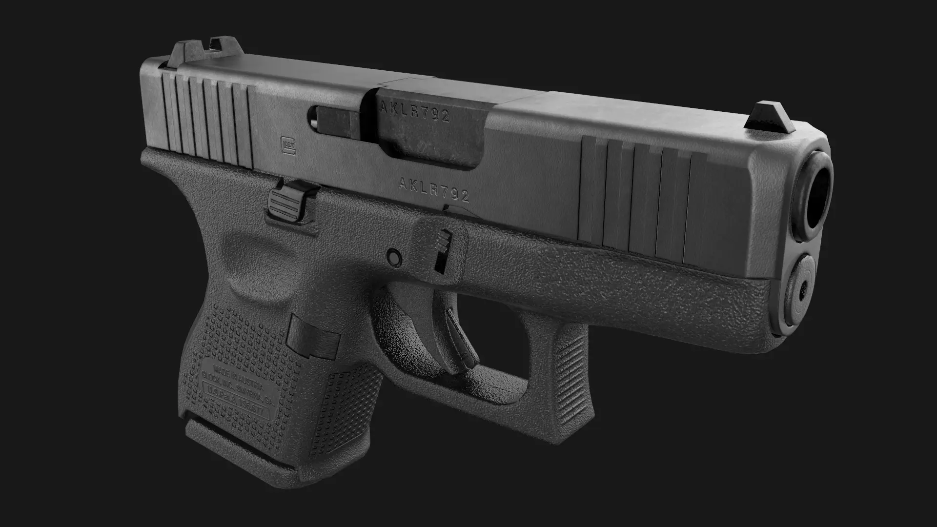 Glock 26 plus 27 Gen 5 Game Ready Low-poly 3D model_11