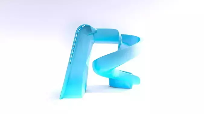 Blue Spiral Water Slide 3D Model