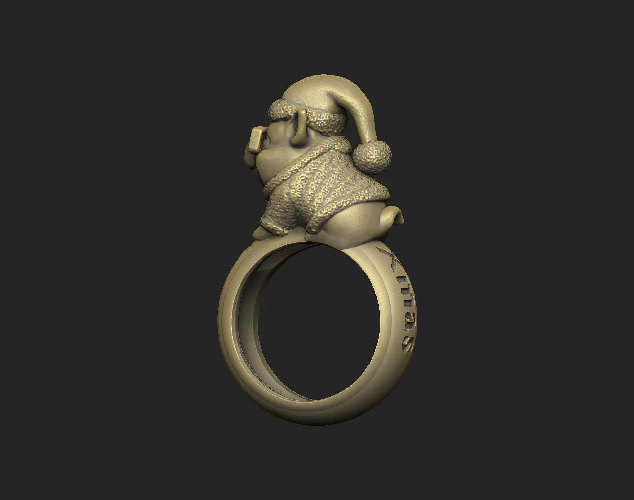 Pig child Christmas noel snow cap Chibi cartoon simple design 3D print model_7